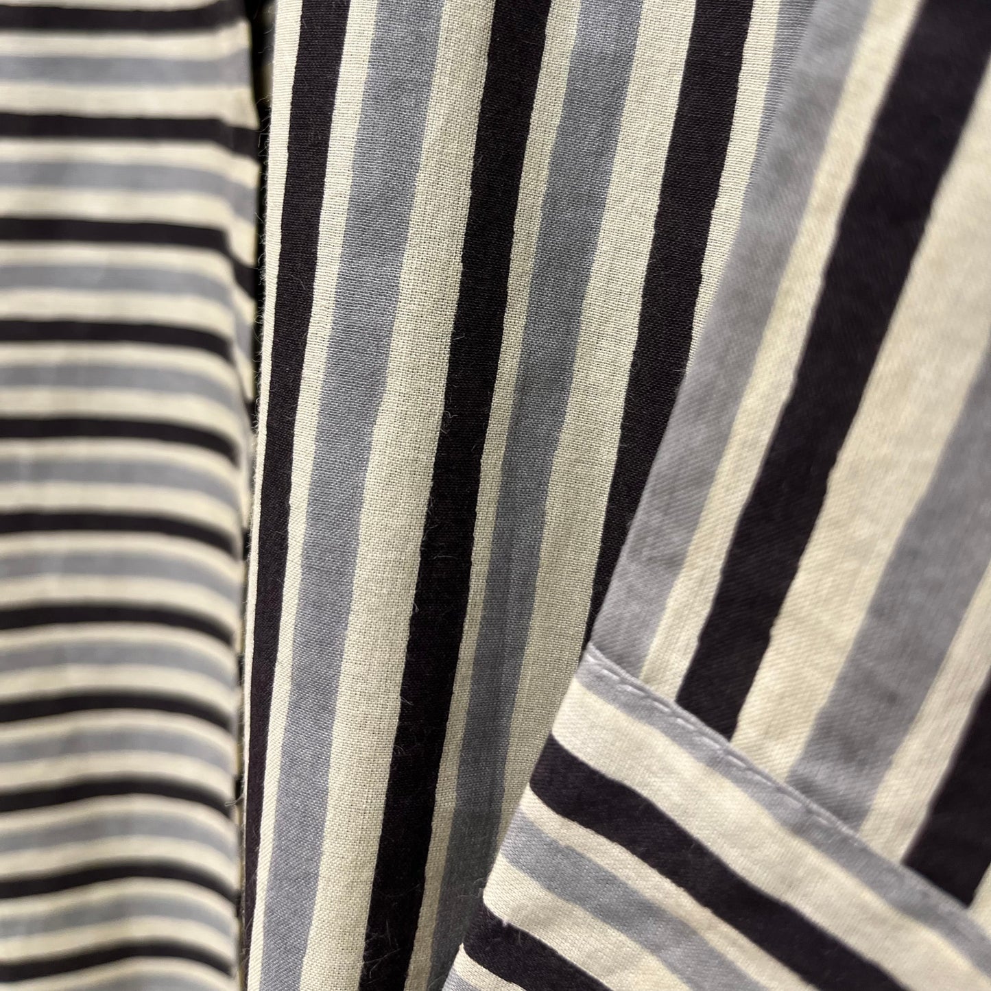 Stripes Handblock Printed Top - Black