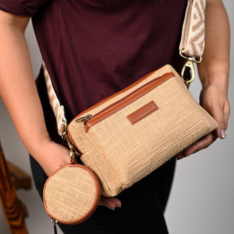 Box Sling Bags - Creamy Beige