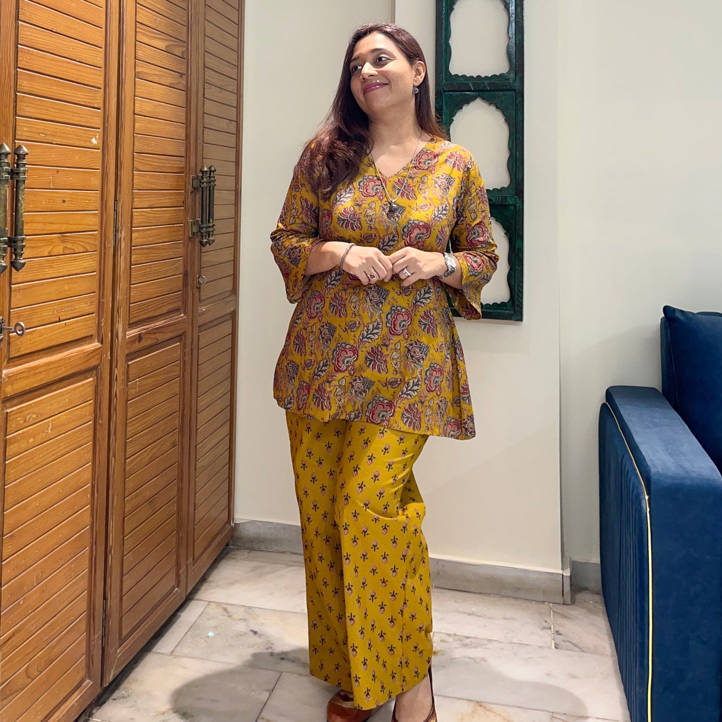 Rang Coord Set - Mustard Floral