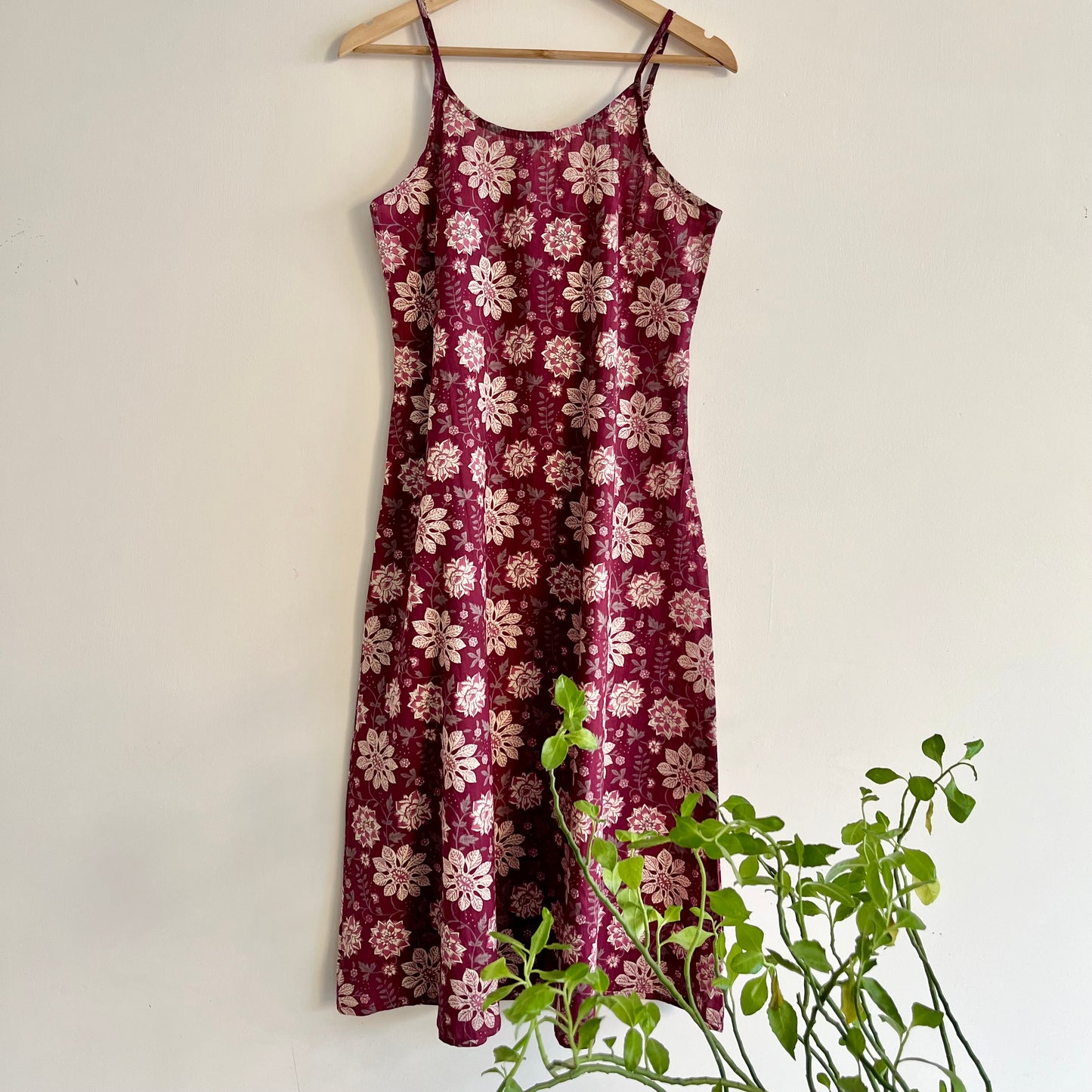 Noodle Strap Pure Cotton Dress - Magenta
