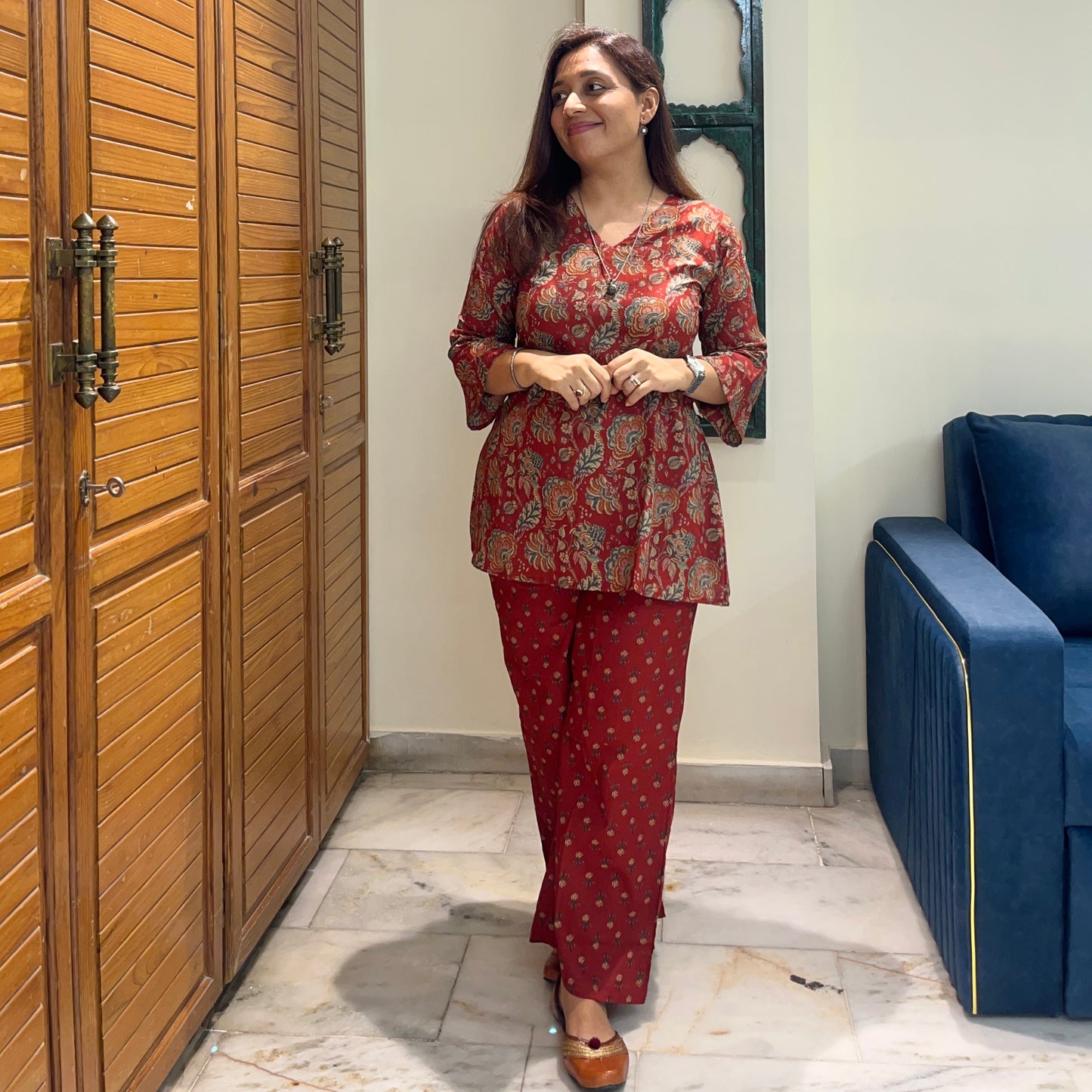 Rang Coord Set - Maroon Floral