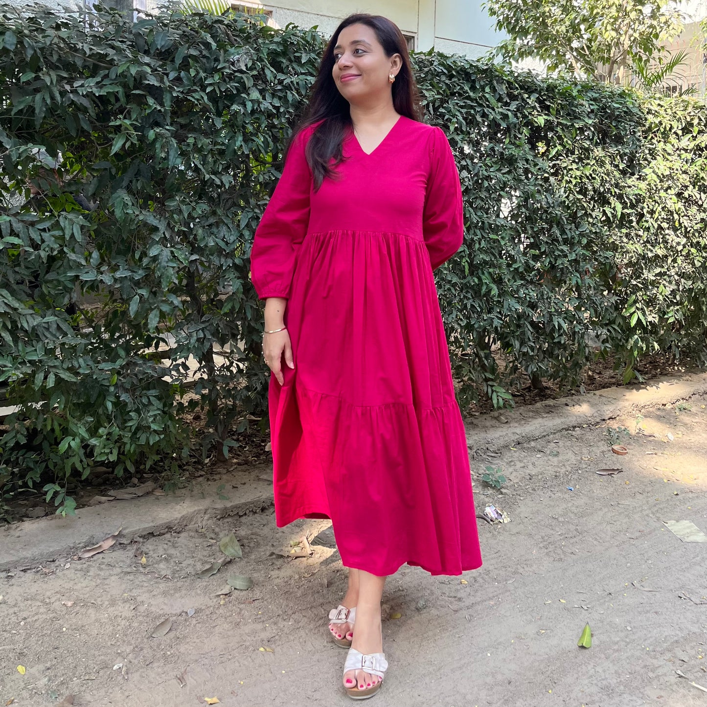 Aanya Midi Dress - Very Berry Pink