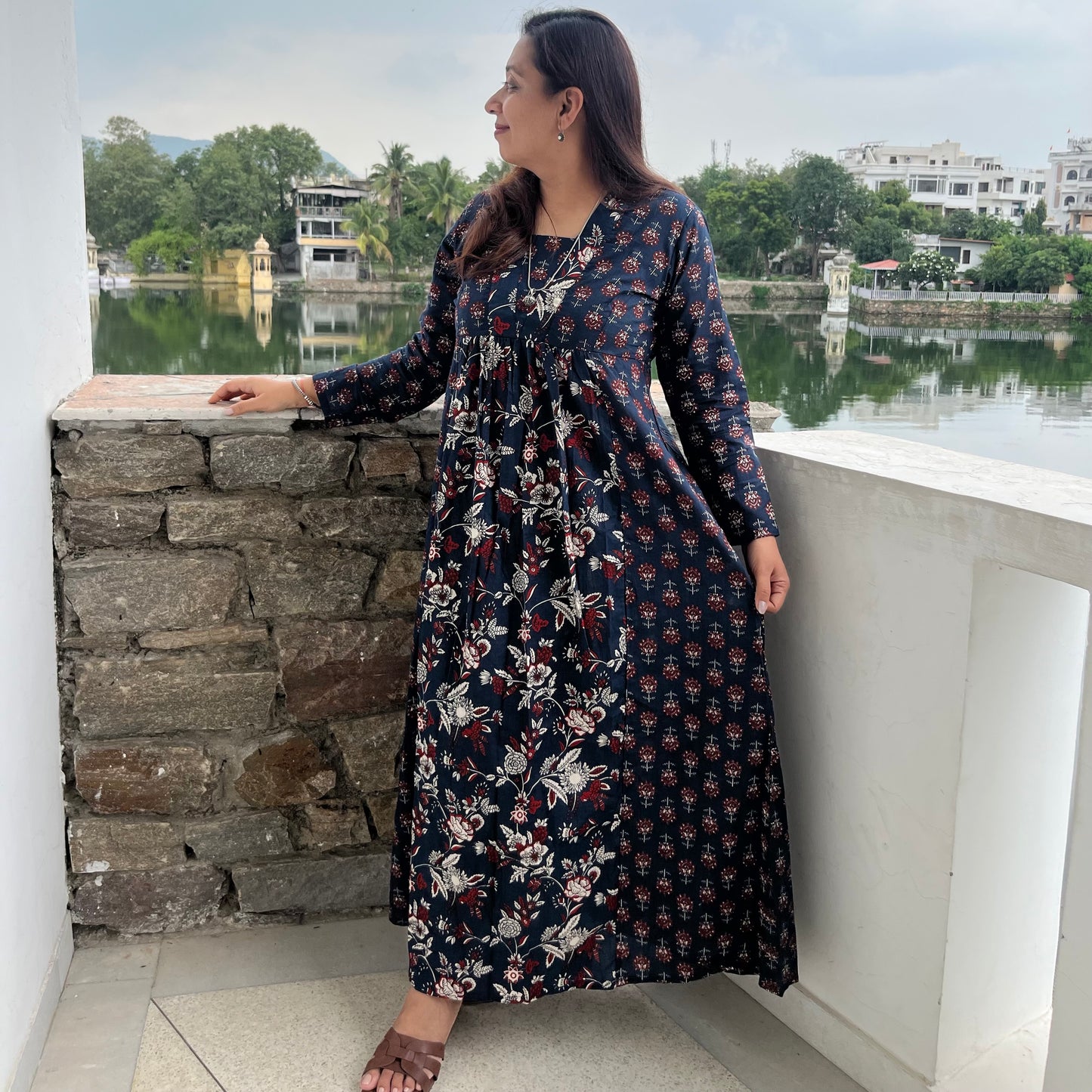 Gul Kurta Dress_Navy Blue