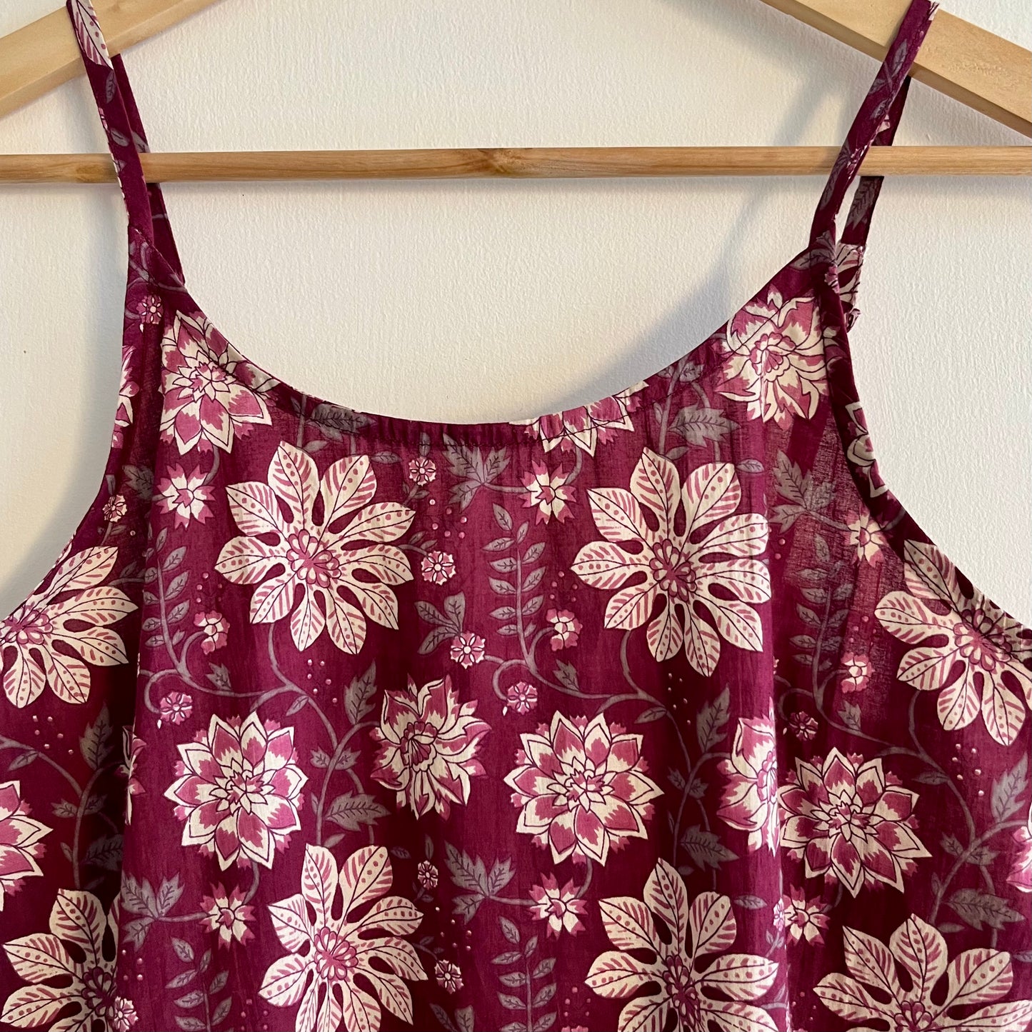 Noodle Strap Pure Cotton Dress - Magenta