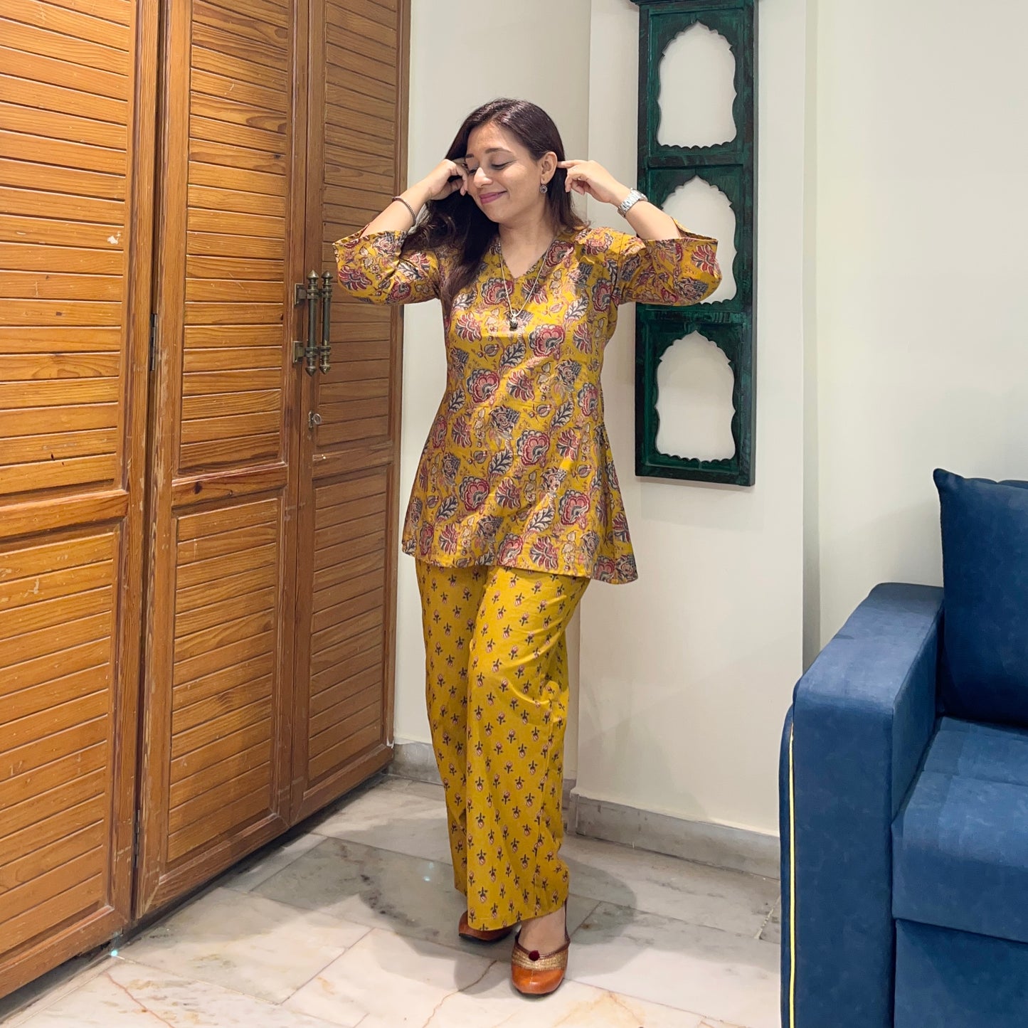 Rang Coord Set - Mustard Floral