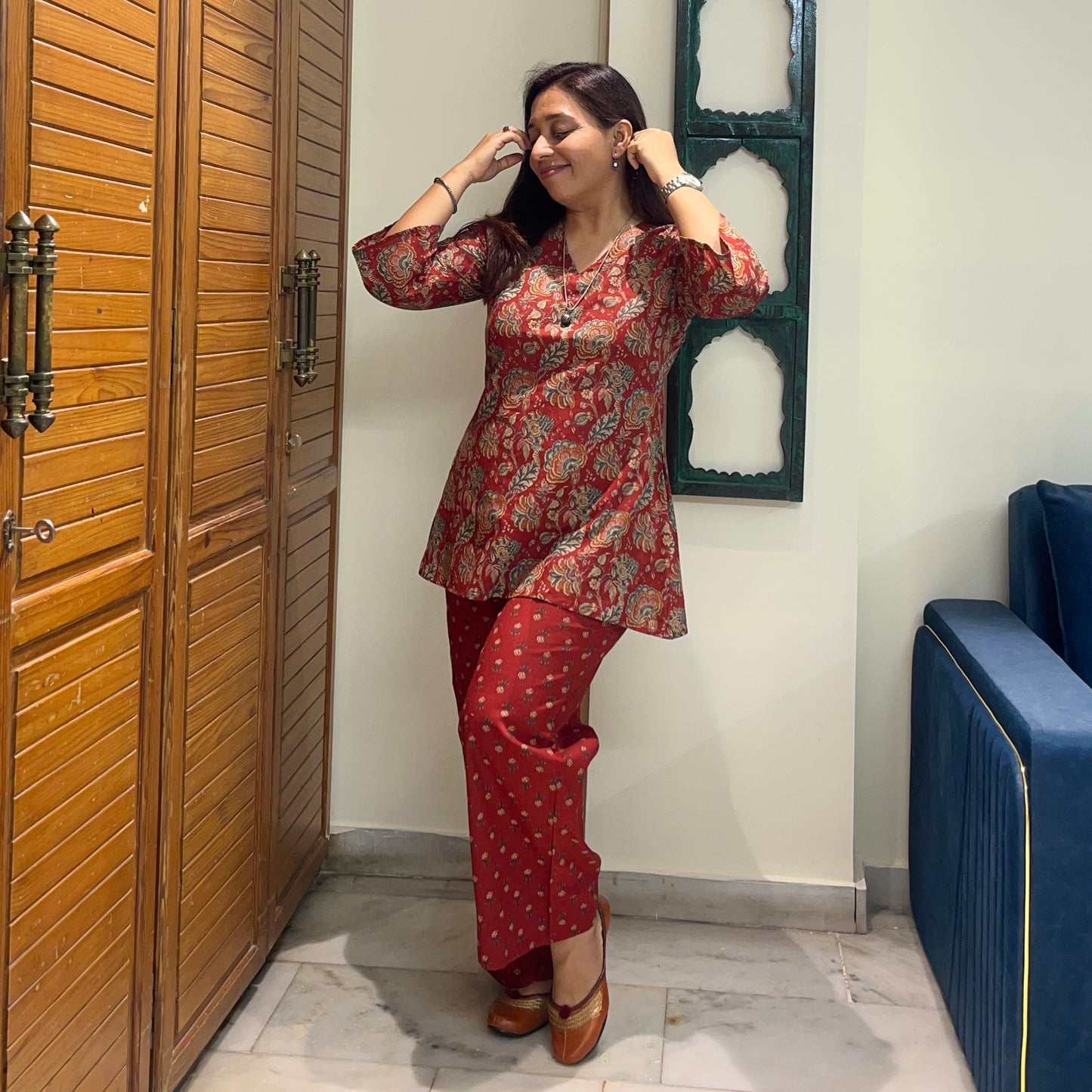 Rang Coord Set - Maroon Floral