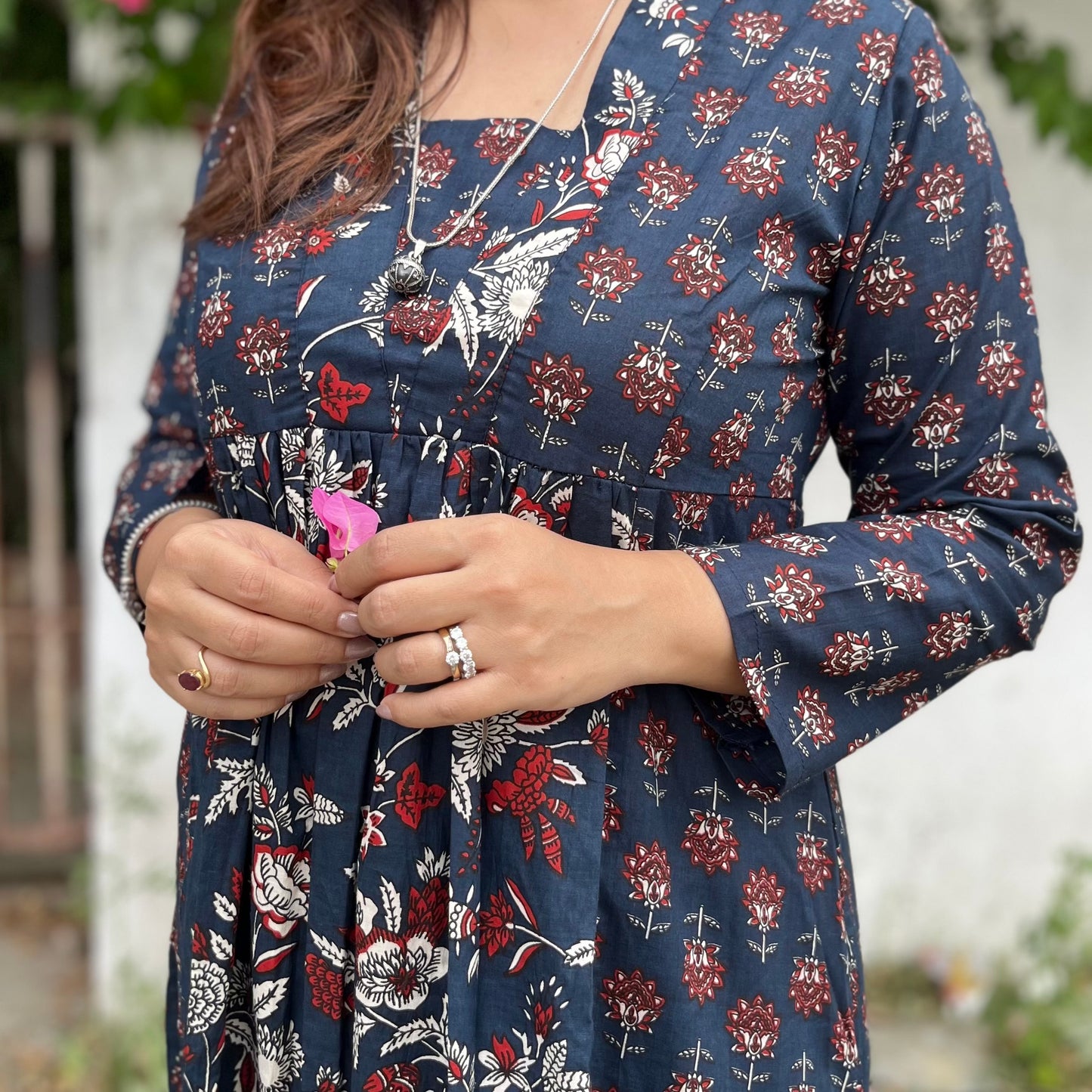 Gul Kurta Dress_Navy Blue
