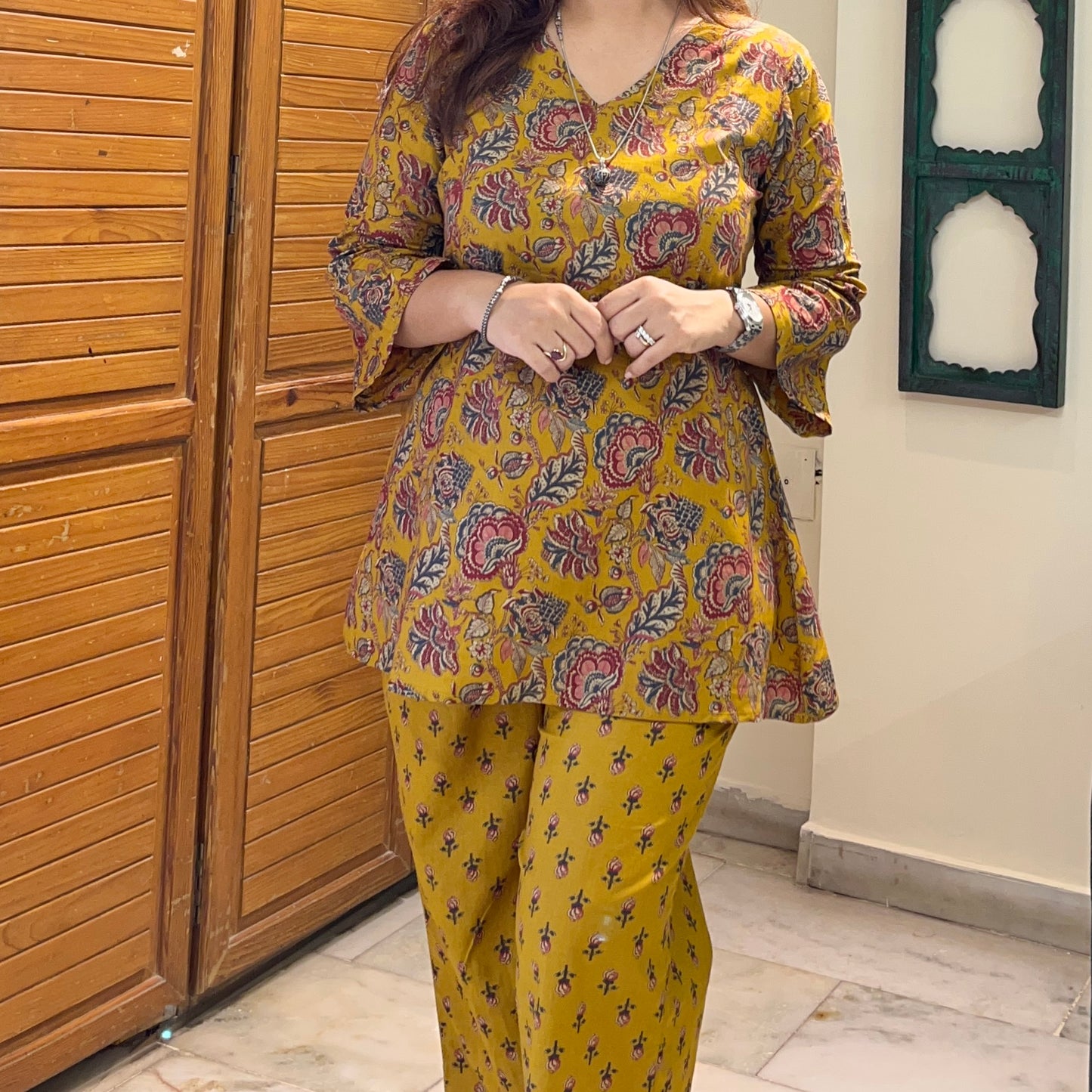 Rang Coord Set - Mustard Floral