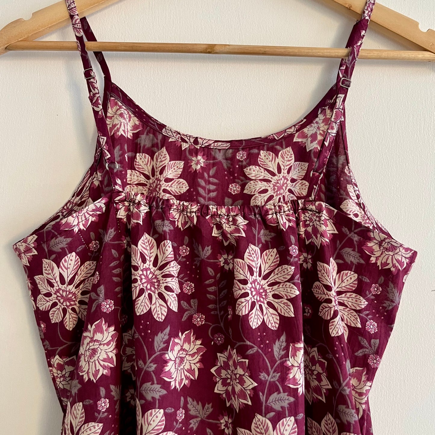 Noodle Strap Pure Cotton Dress - Magenta