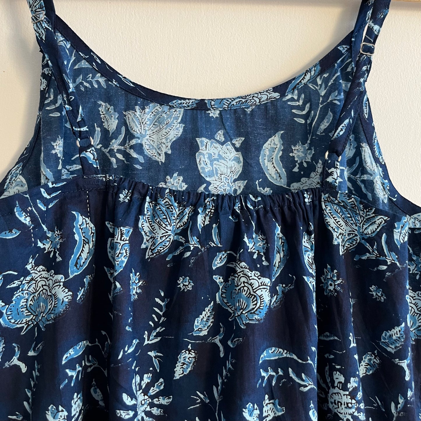 Noodle Strap Pure Cotton Dress - Indigo Blue