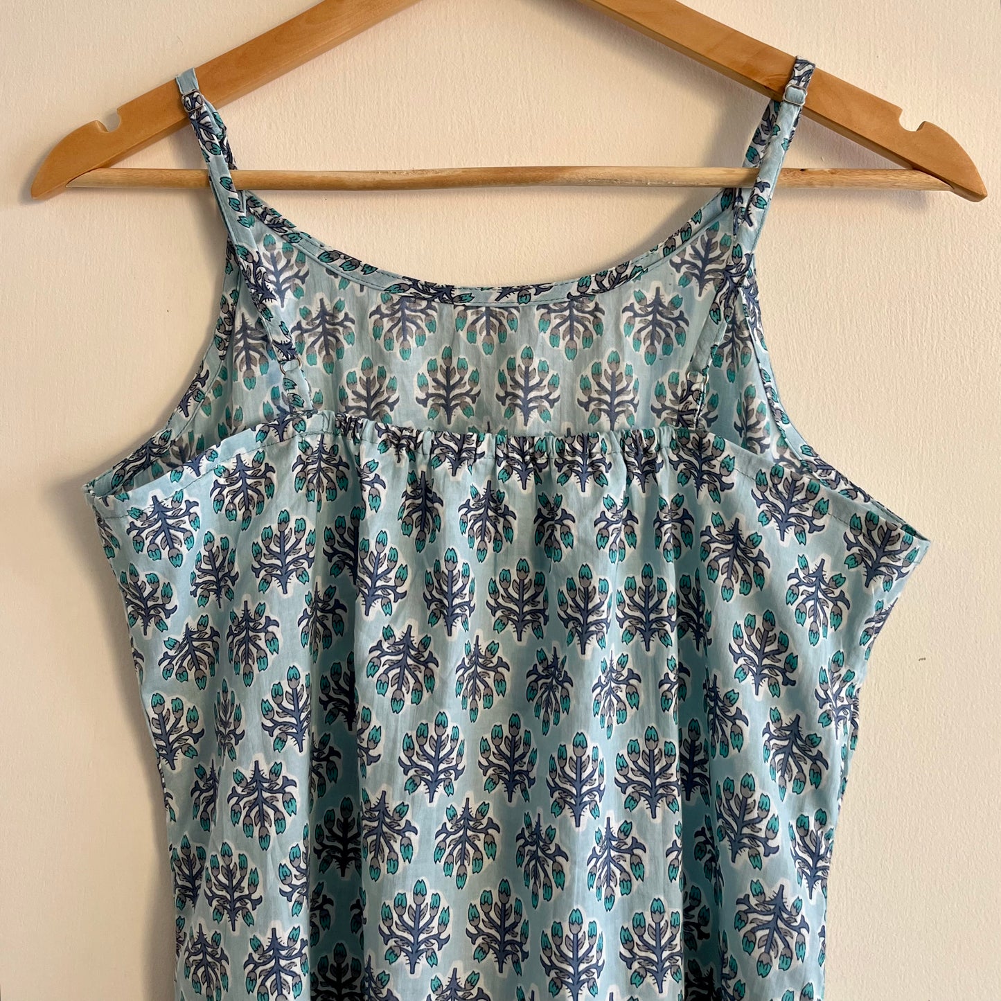 Noodle Strap Pure Cotton Dress - Light Blue