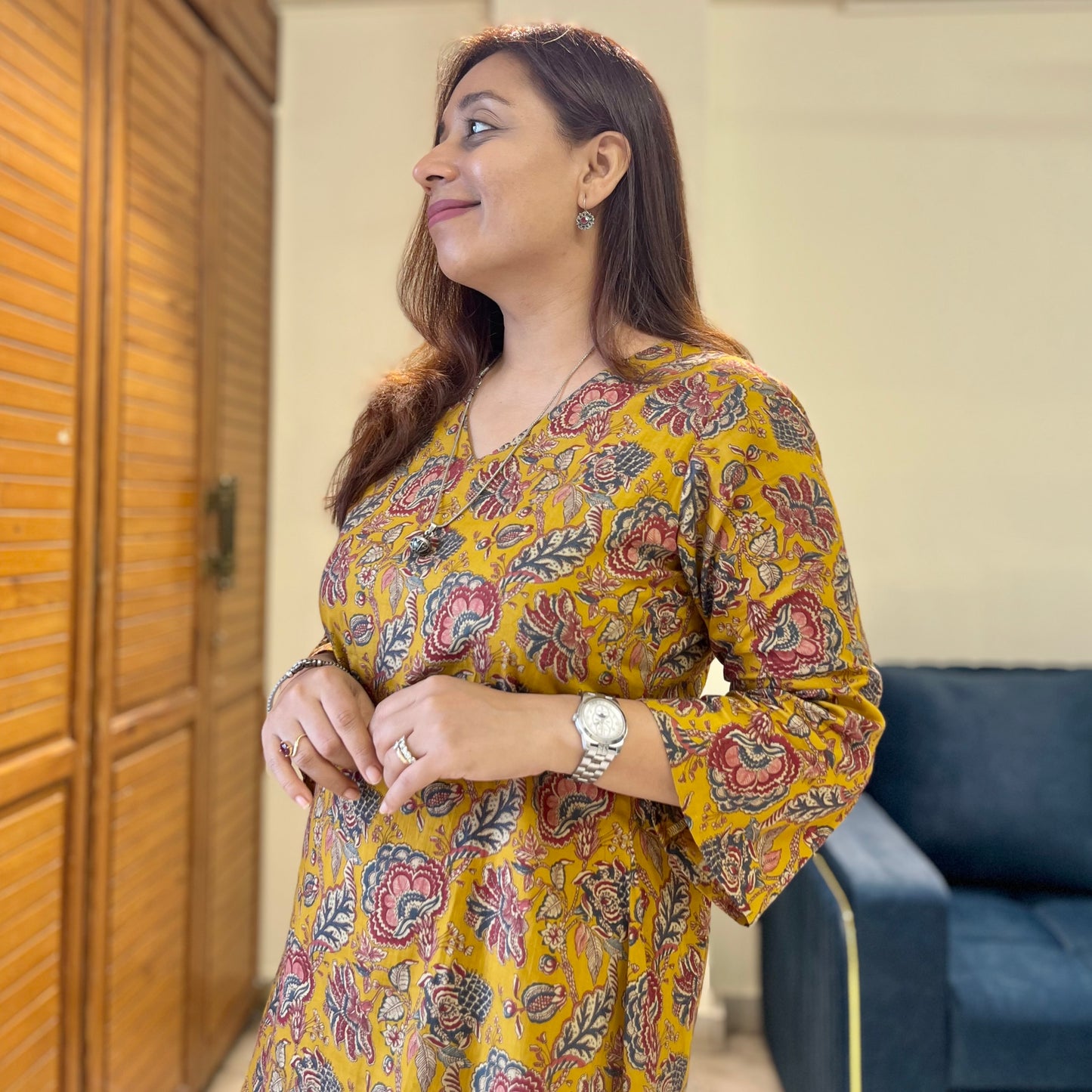 Rang Coord Set - Mustard Floral