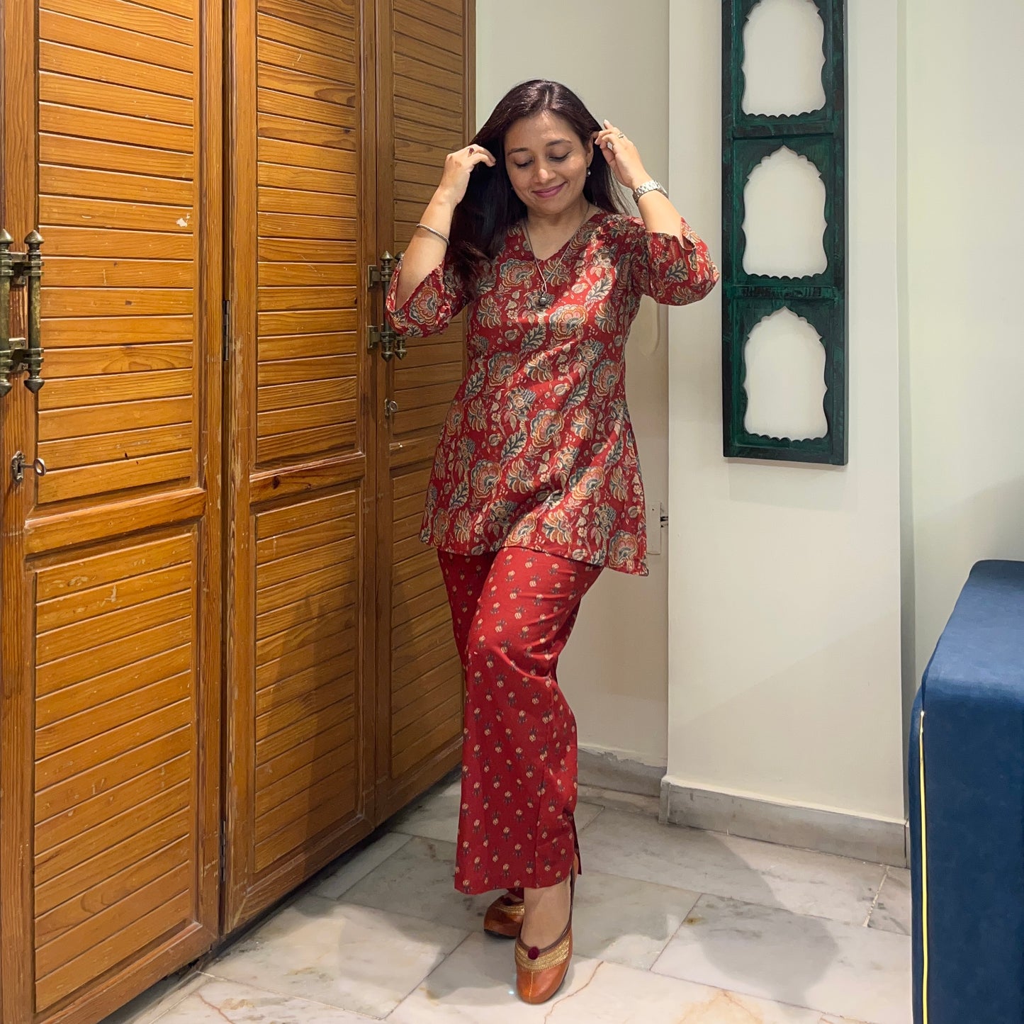 Rang Coord Set - Maroon Floral