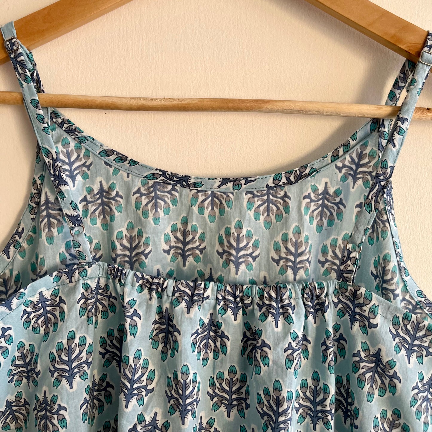 Noodle Strap Pure Cotton Dress - Light Blue