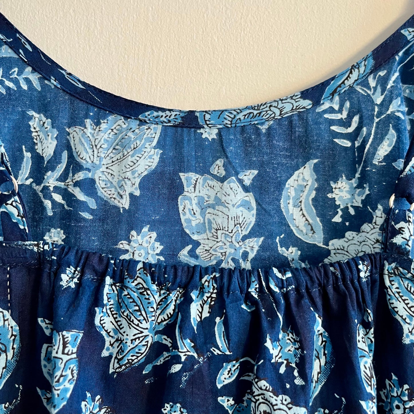 Noodle Strap Pure Cotton Dress - Indigo Blue