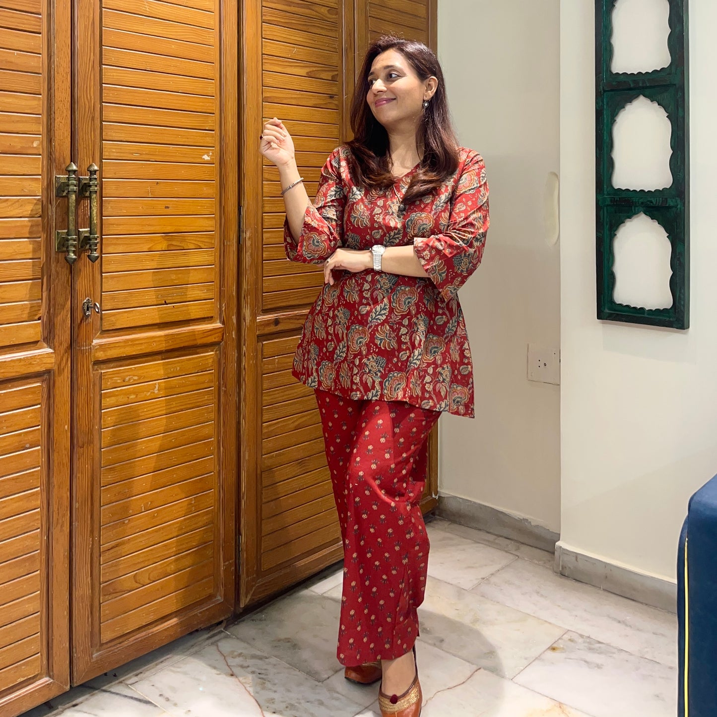 Rang Coord Set - Maroon Floral