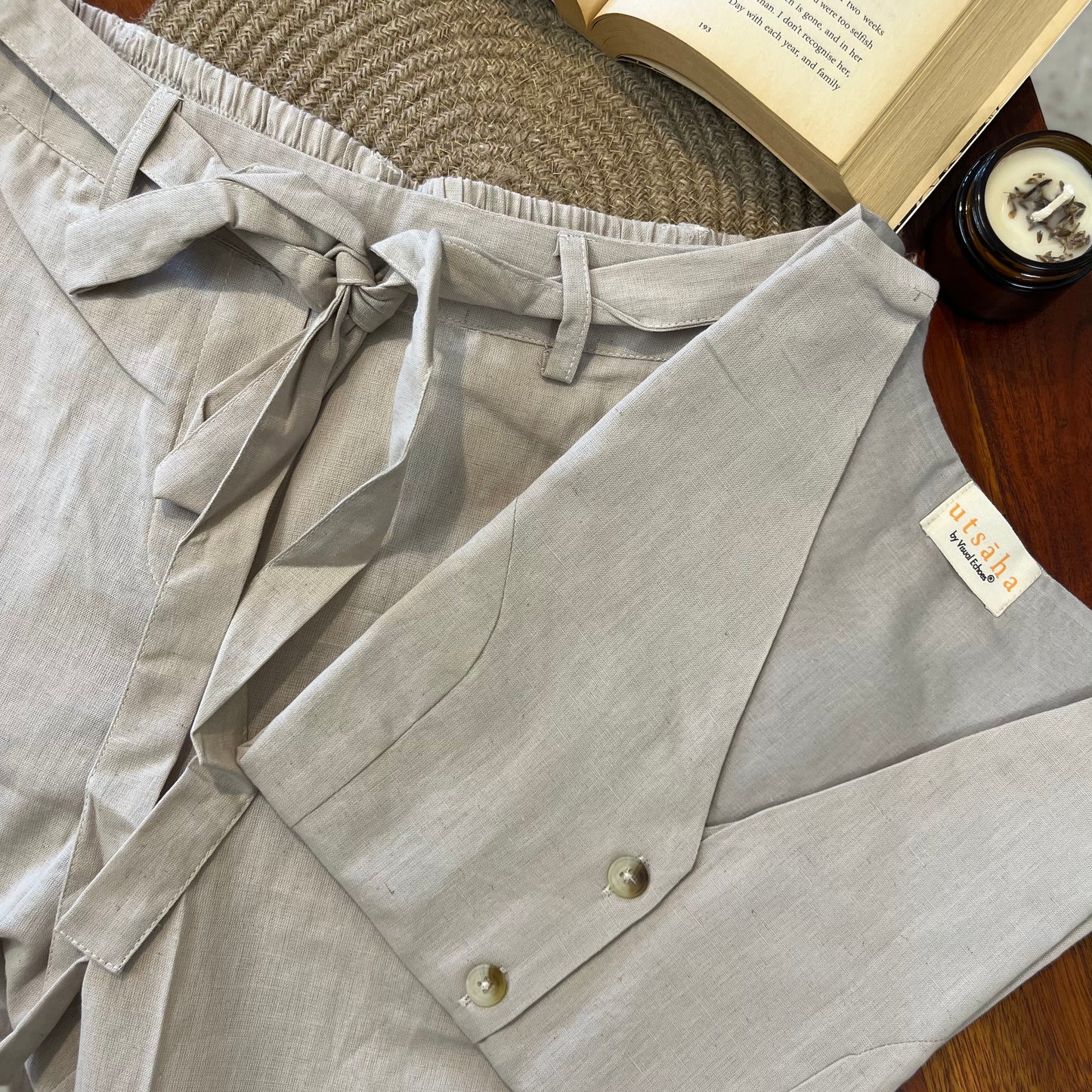 Linen Waistcoat Coord Set - Taupe
