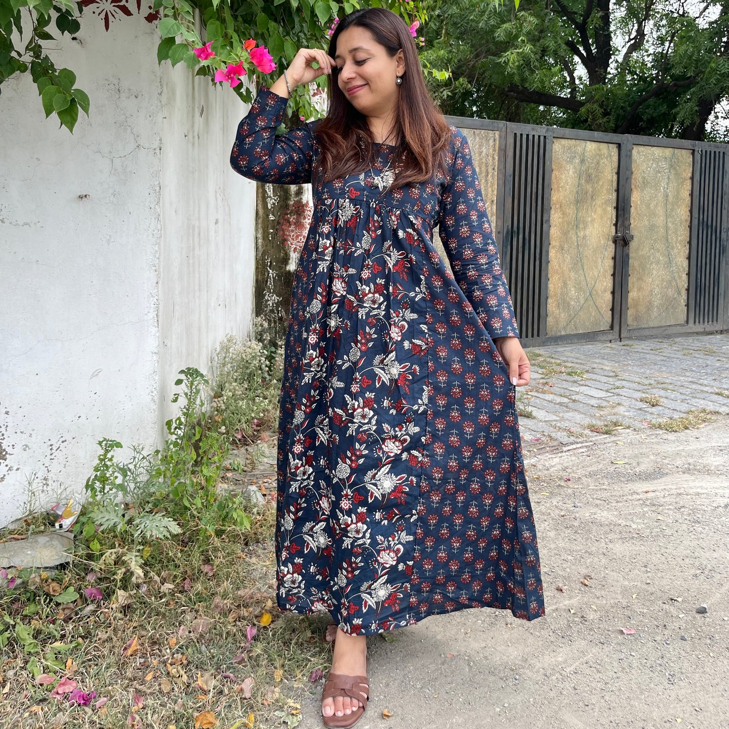 Gul Kurta Dress_Navy Blue