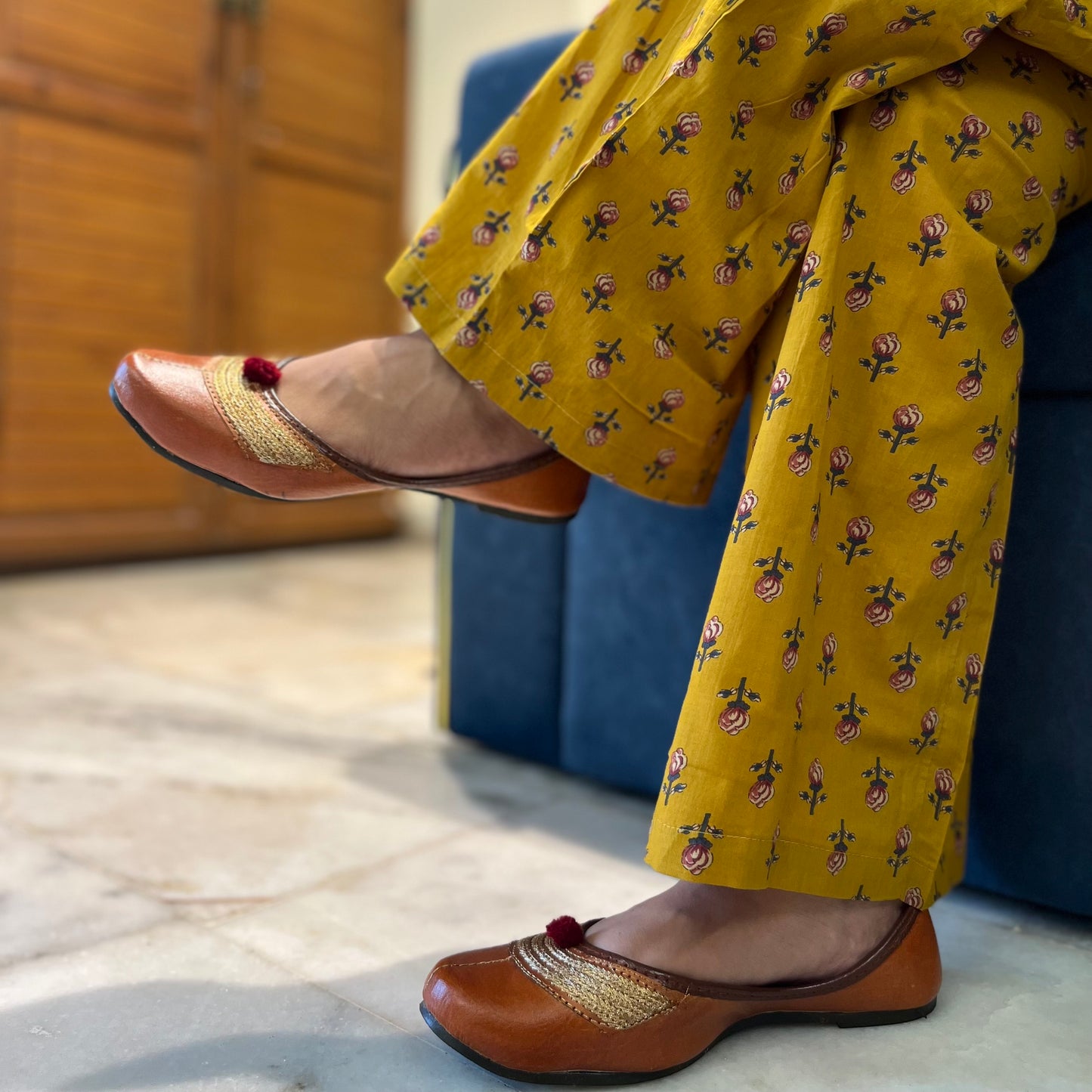 Rang Coord Set - Mustard Floral
