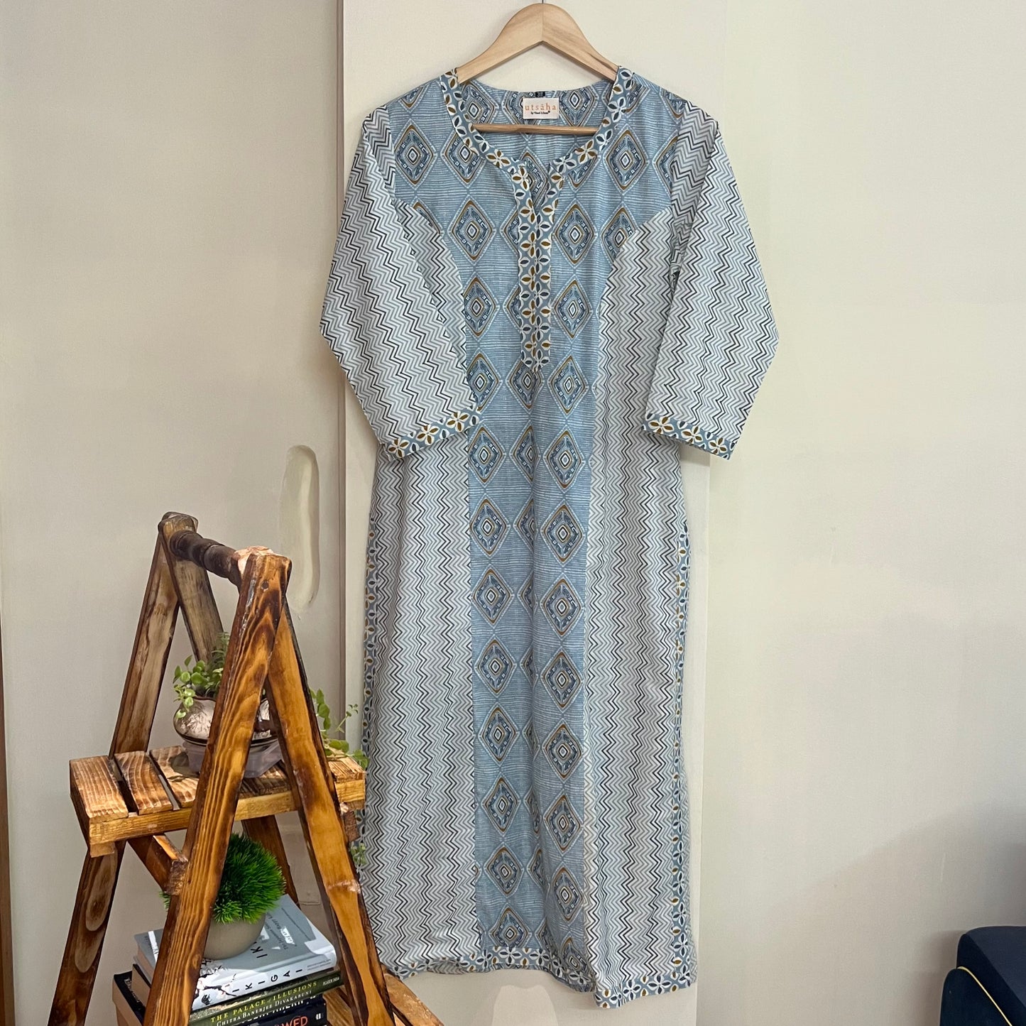 Aaina Handblock Printed Kurta_Geometric