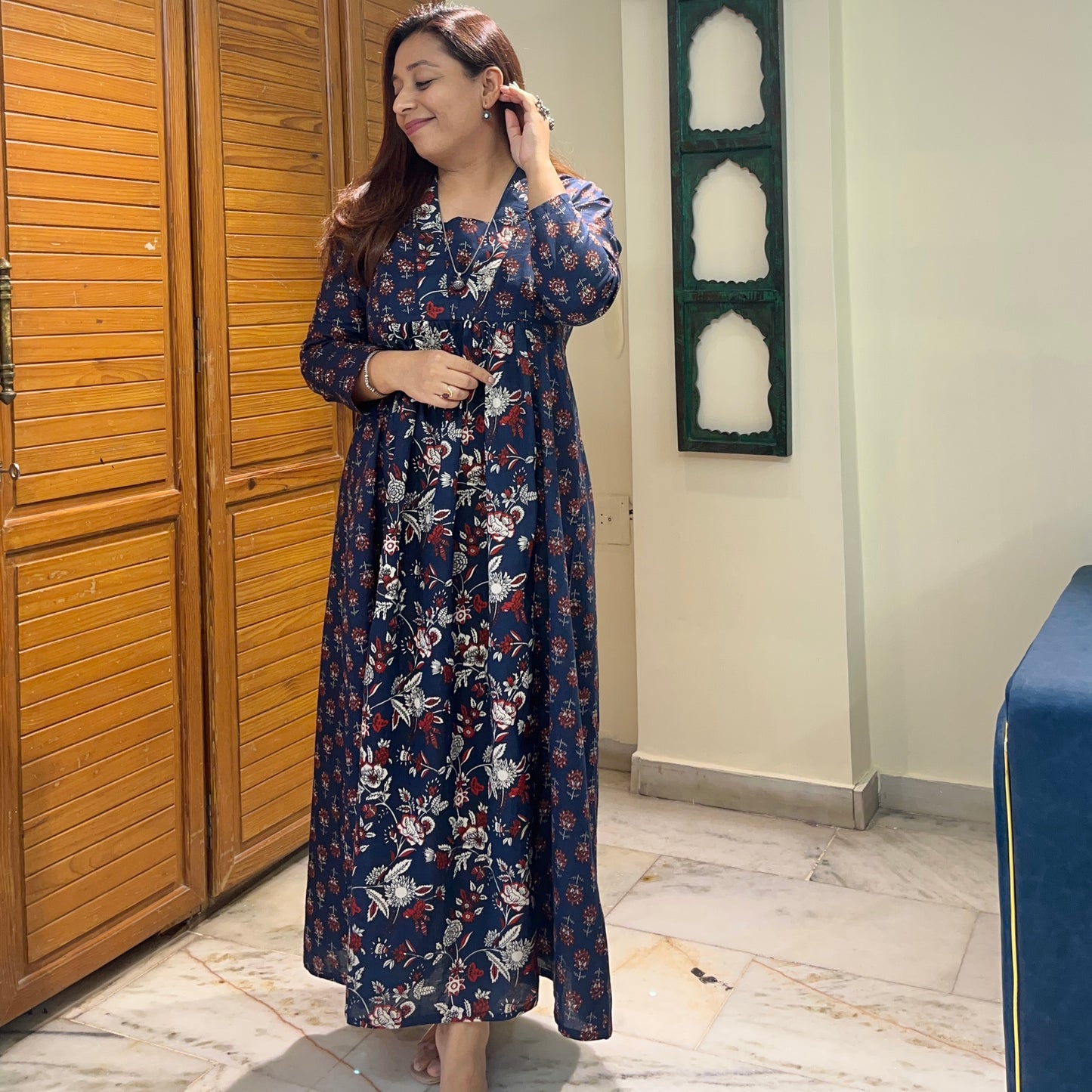 Gul Kurta Dress_Navy Blue