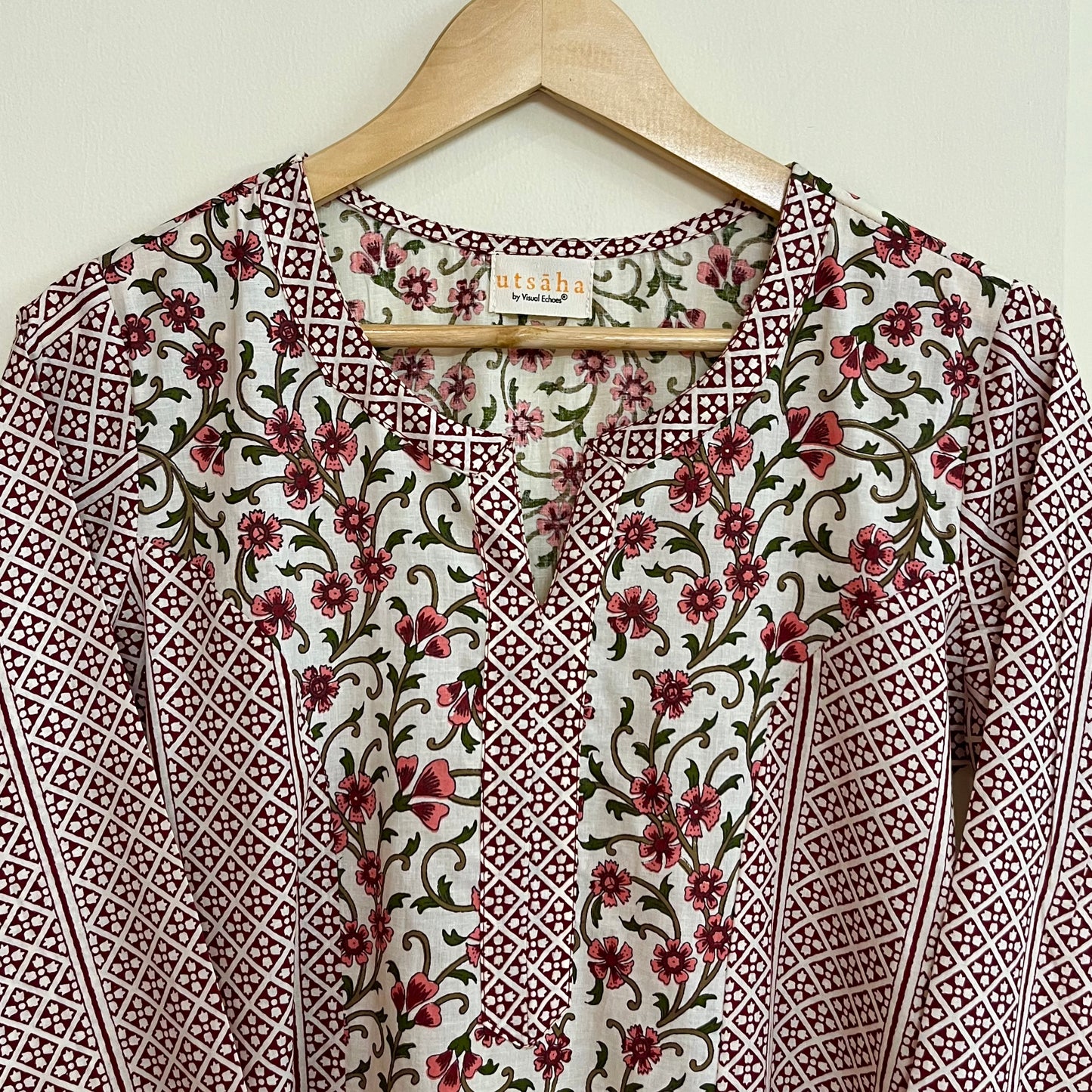 Aaina Handblock Printed Kurta_Beige