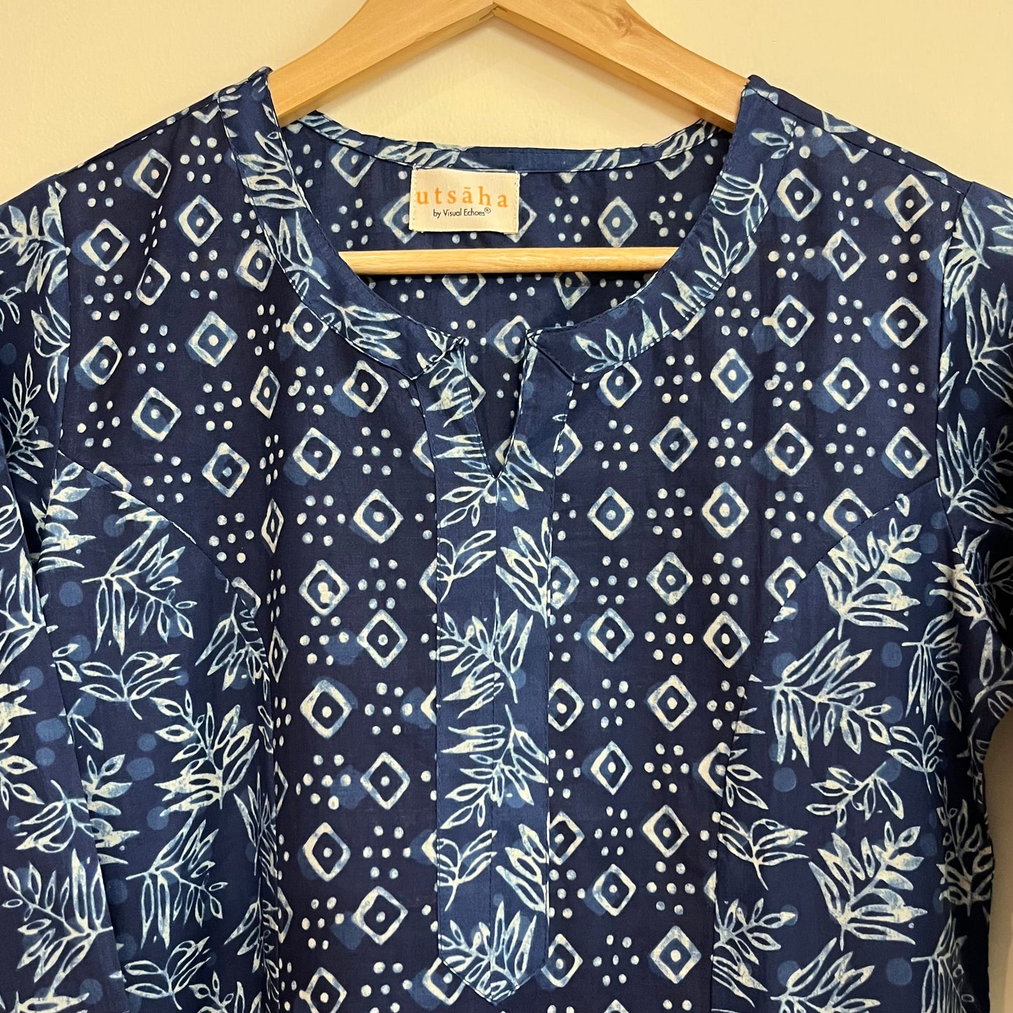Aaina Handblock Printed Kurta_Indigo
