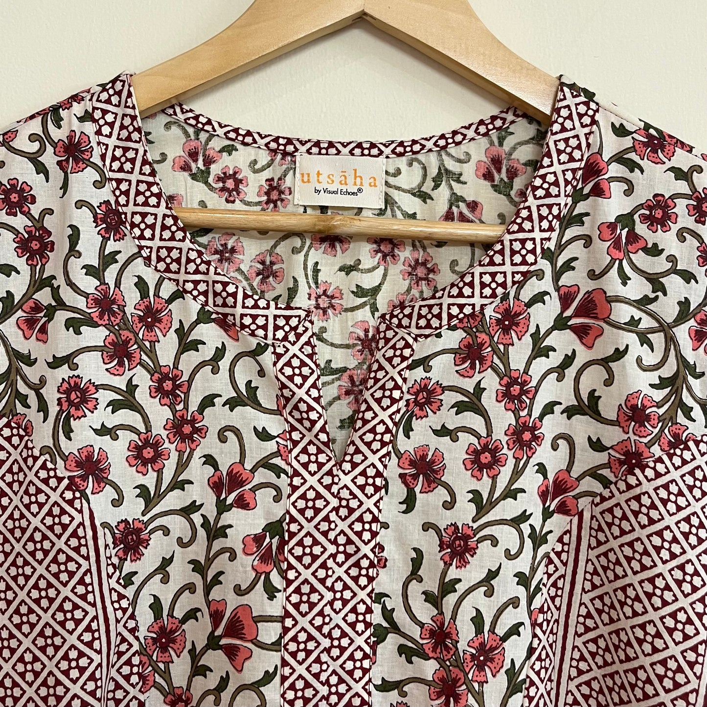 Aaina Handblock Printed Kurta_Beige