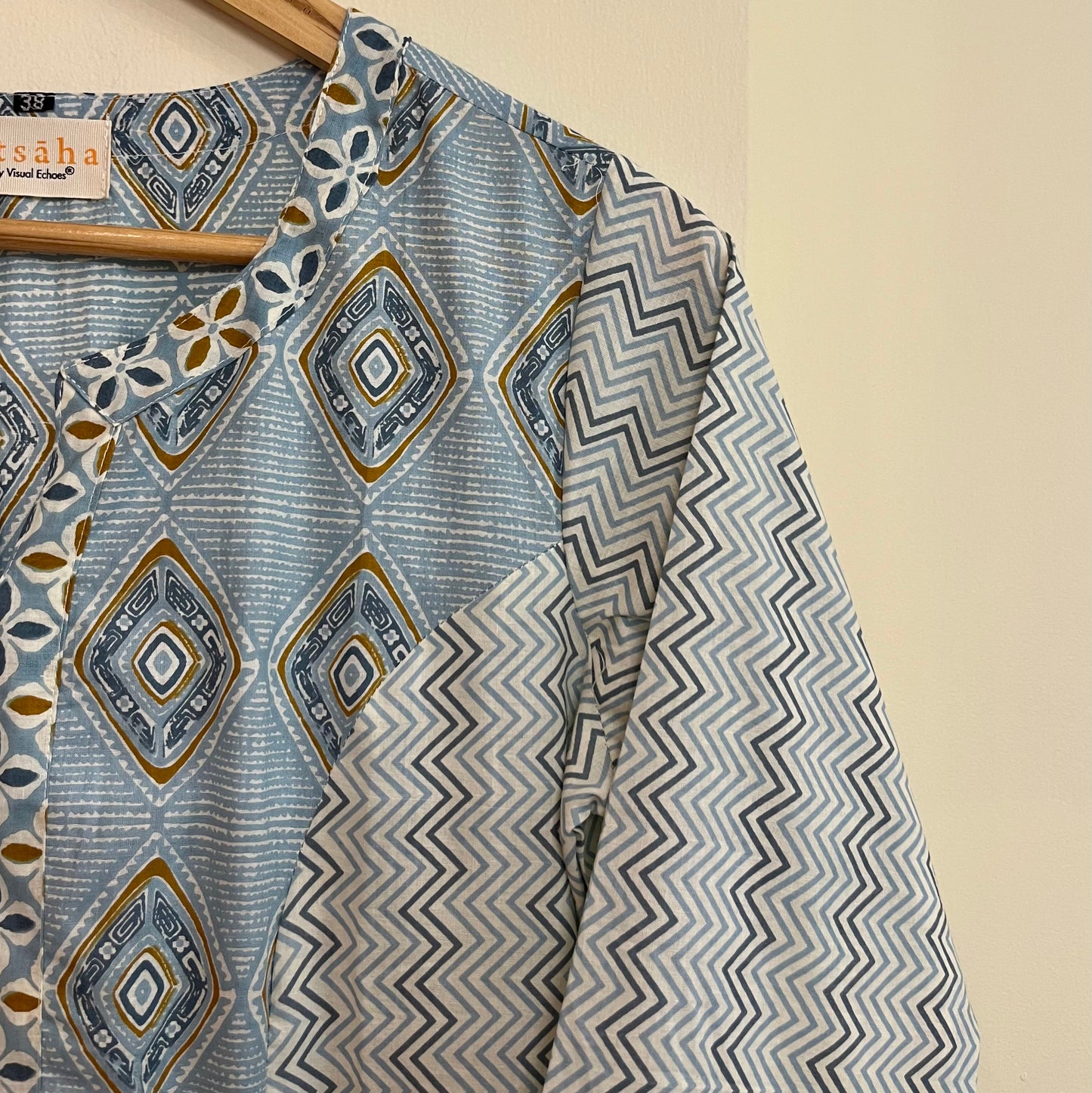 Aaina Handblock Printed Kurta_Geometric