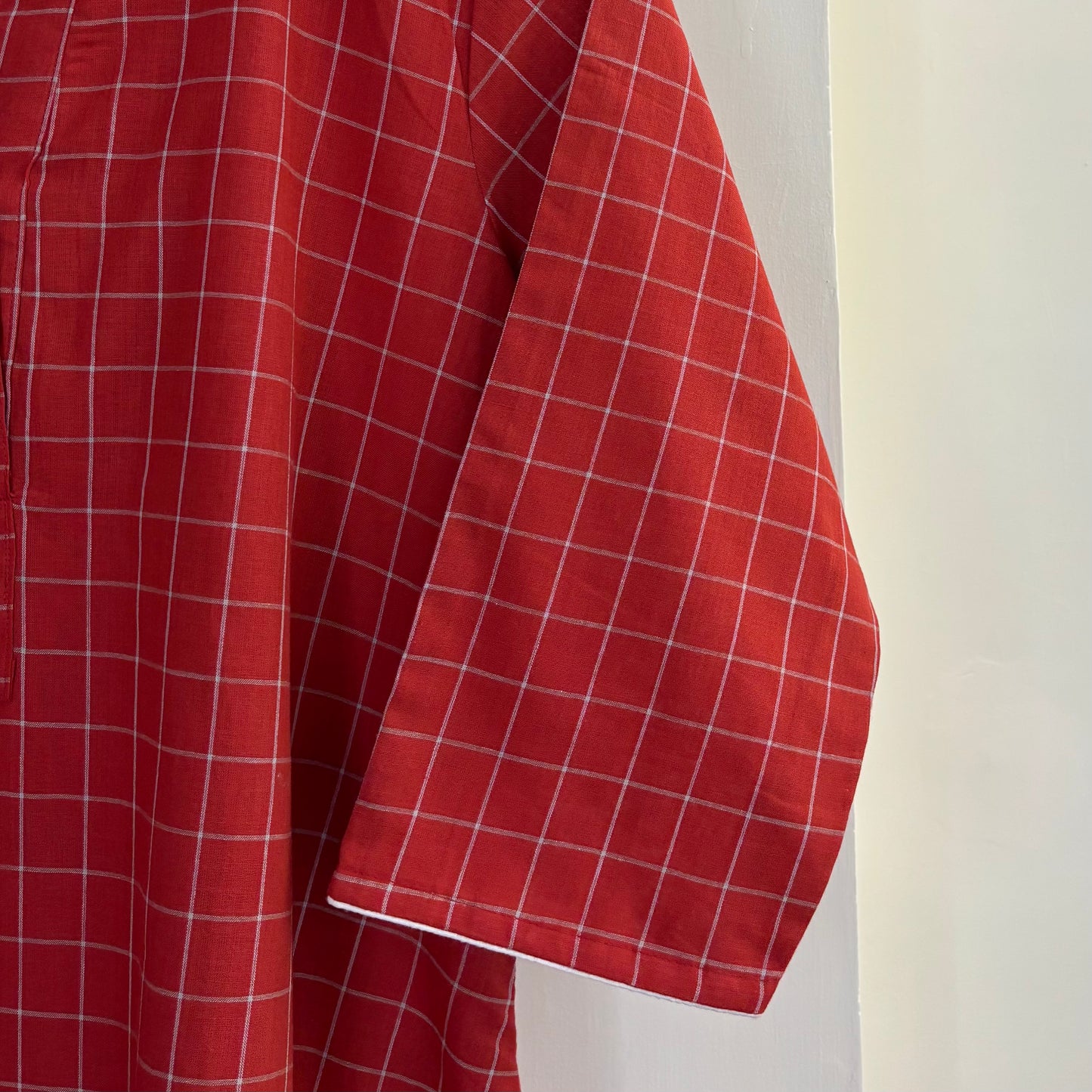 The Check Edit Handloom Kurta - Rust