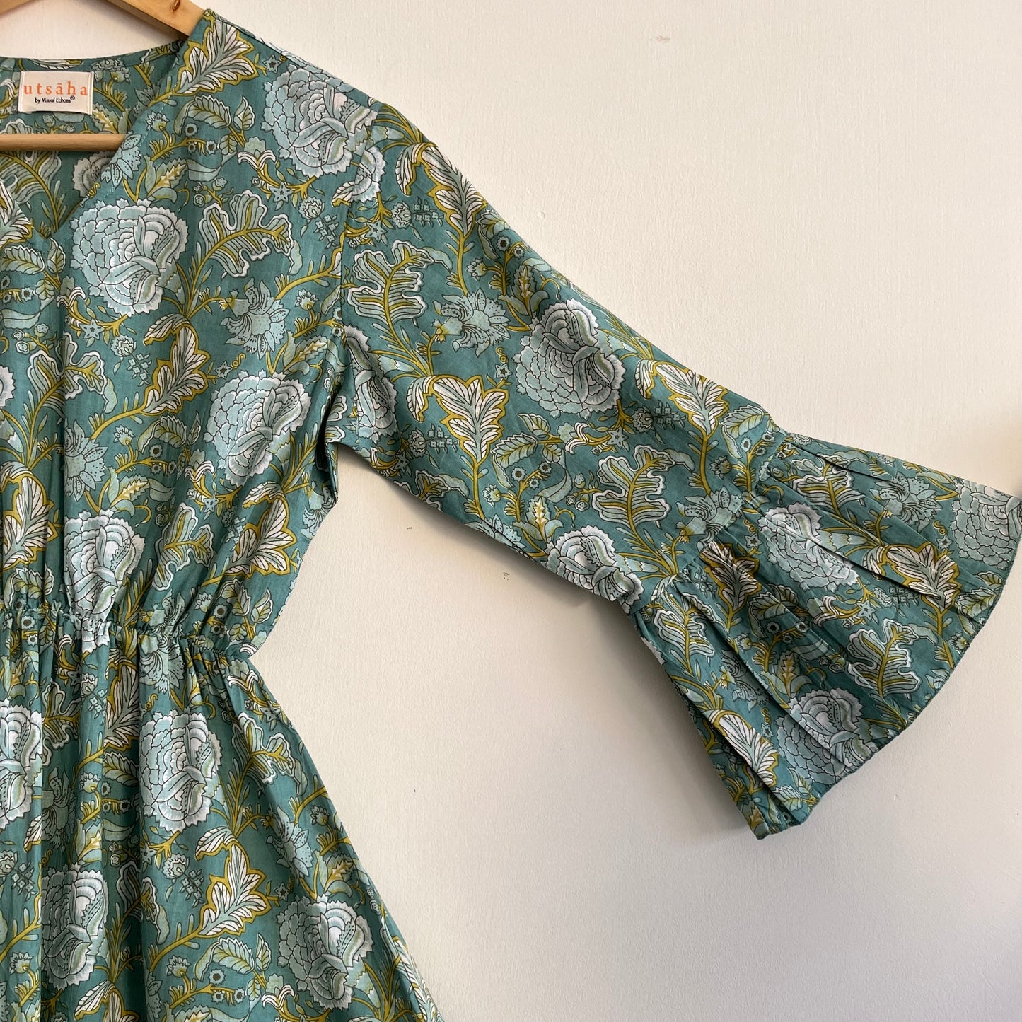 Heer Pure Cotton Dresses - Teal Floral