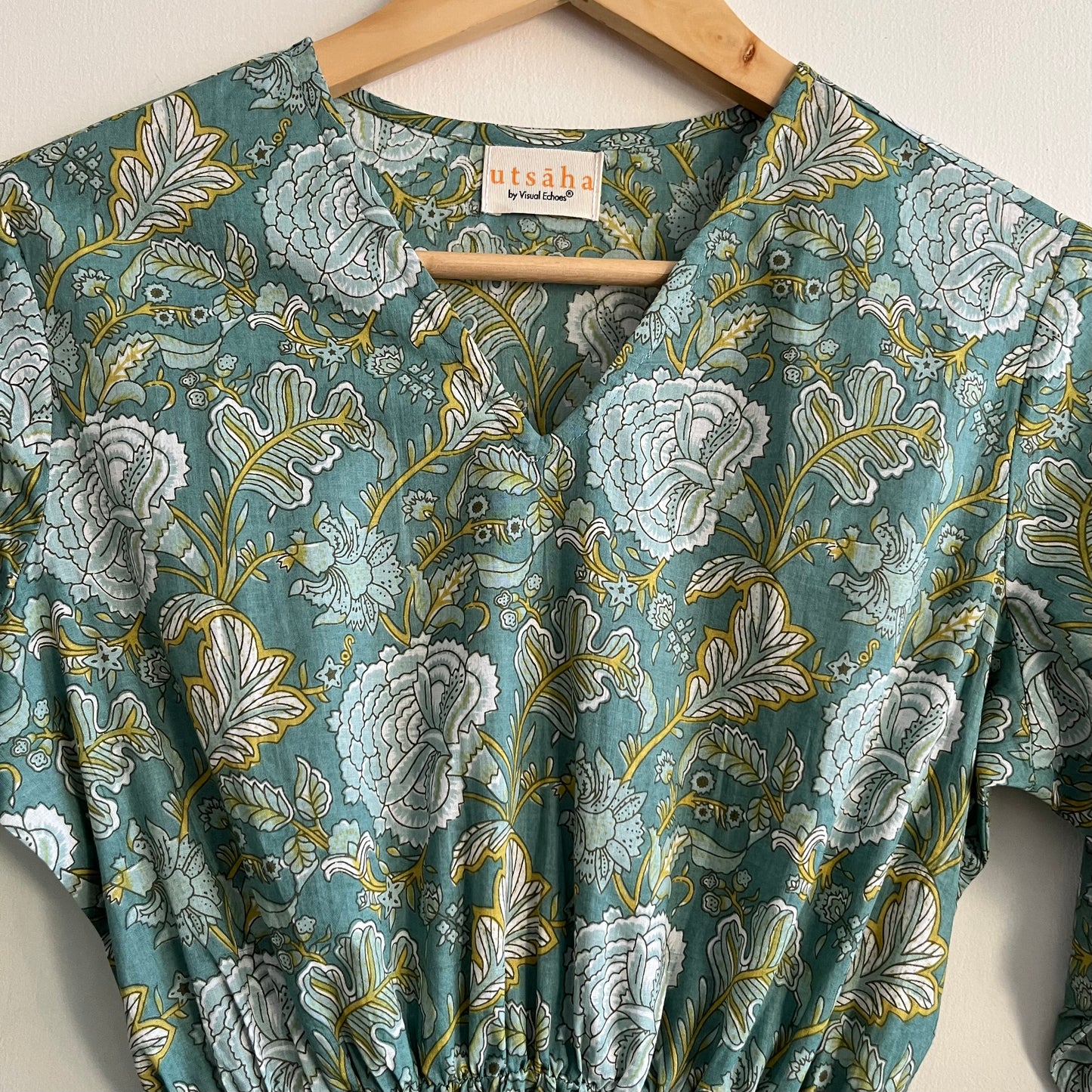 Heer Pure Cotton Dresses - Teal Floral