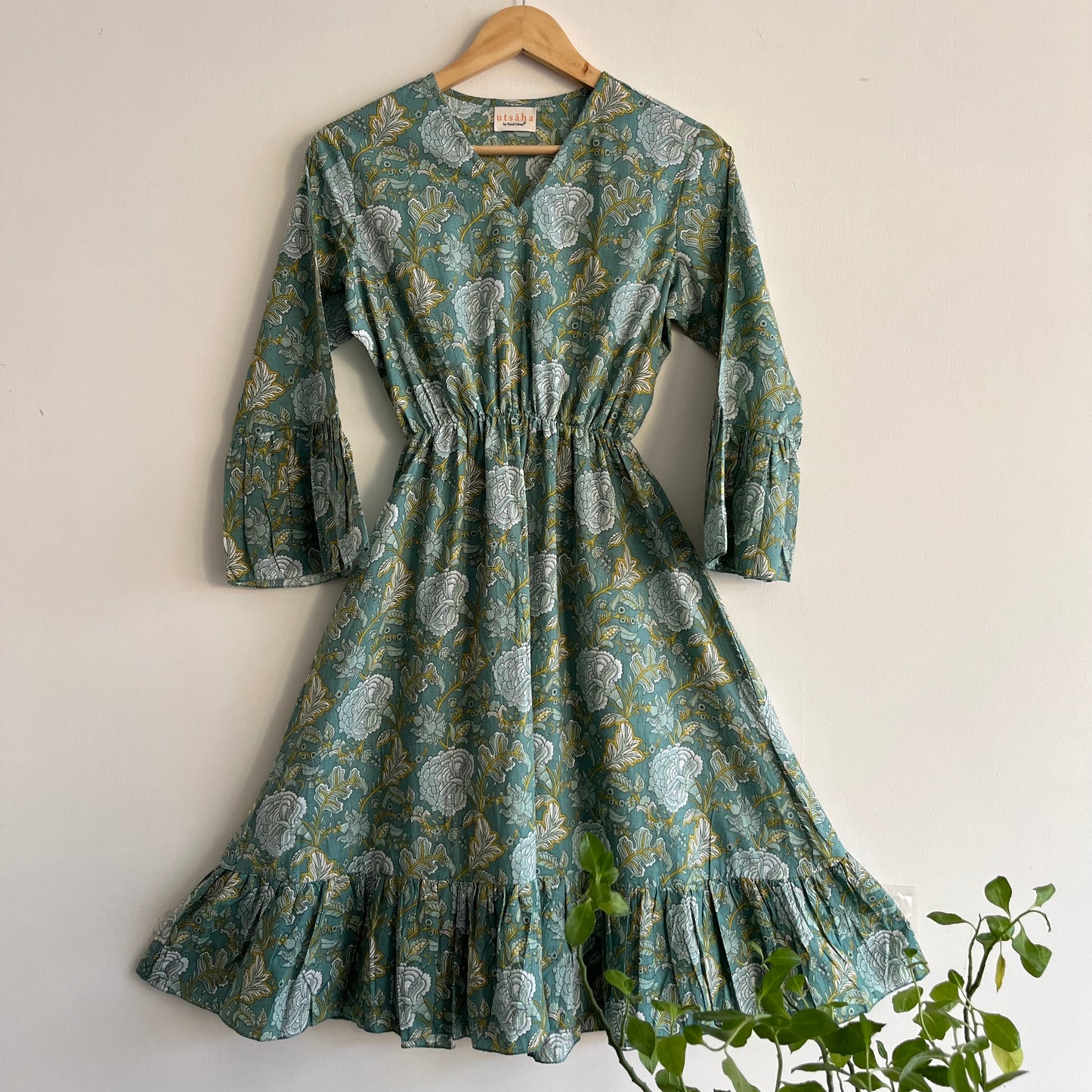 Heer Pure Cotton Dresses - Teal Floral