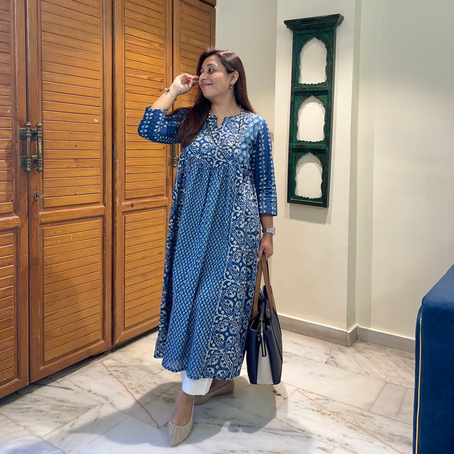 Ruh- Handblock Printed Everyday Kurta - Blue