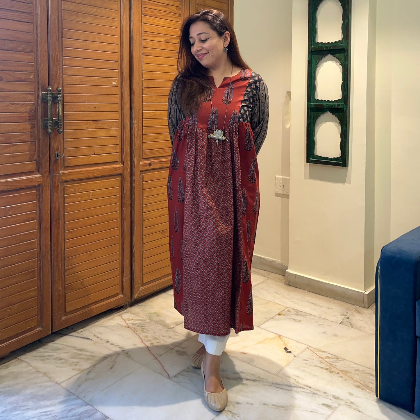 Ruh- Handblock Printed Everyday Kurta - Maroon