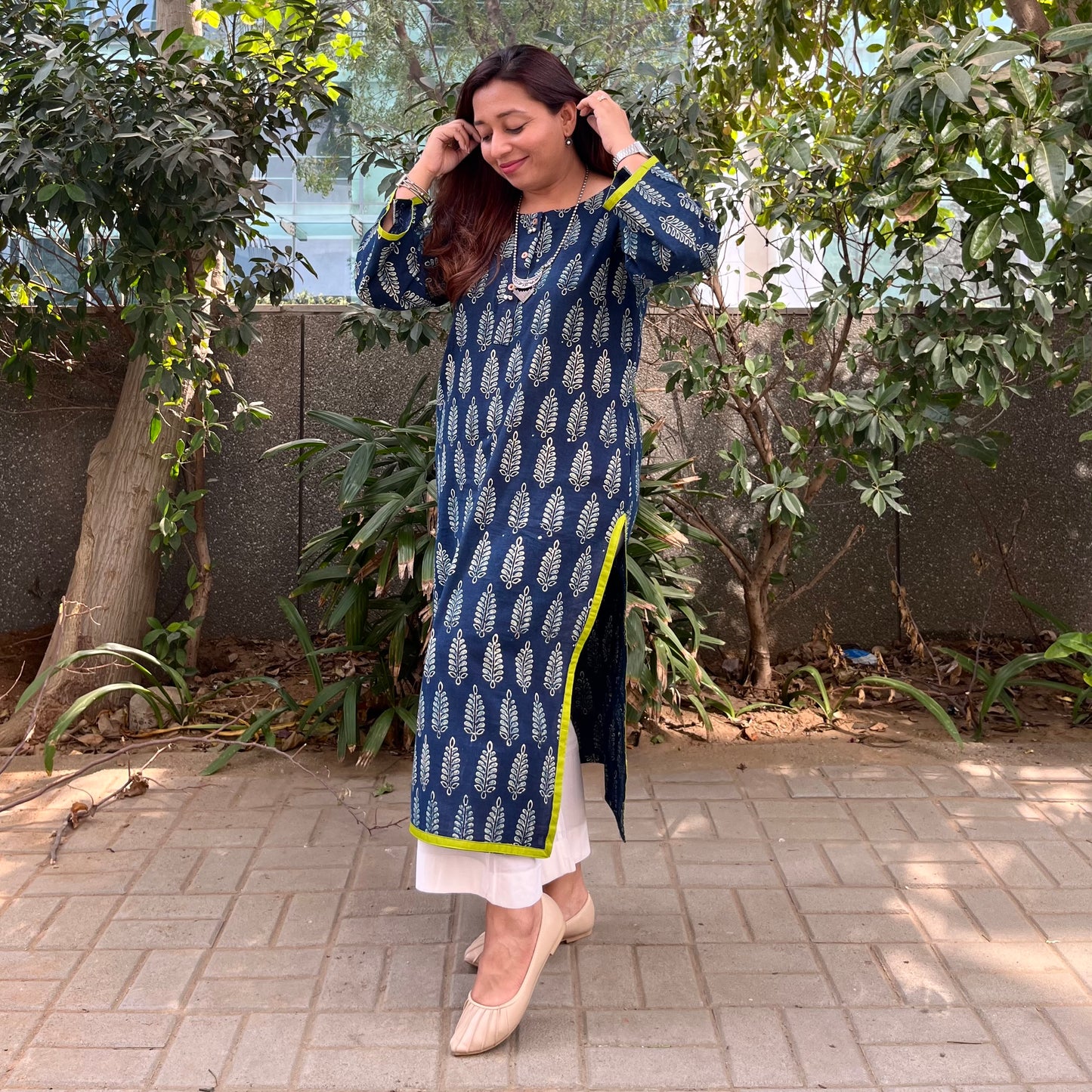 Ajrakh Handblock Printed Kurta_Indigo Blue