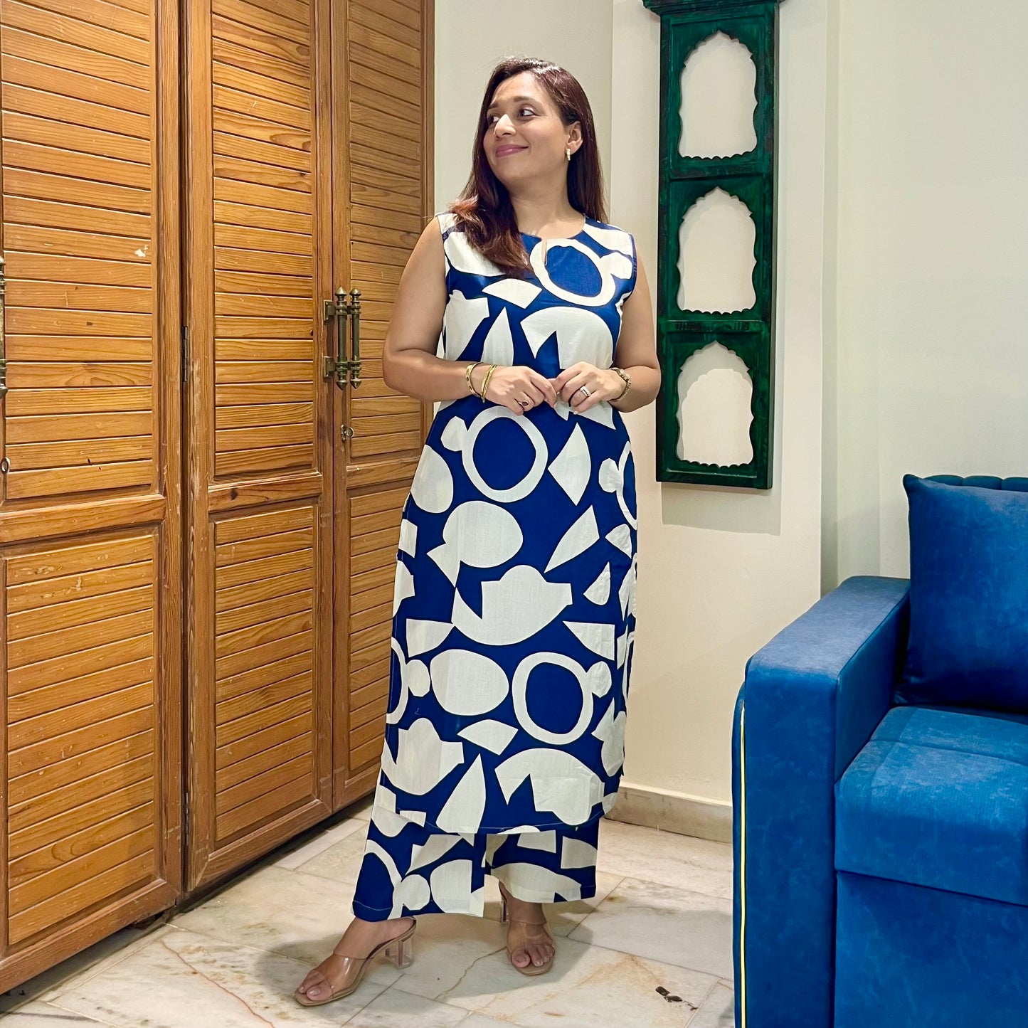 Abstract Print Coord Set - Navy Blue