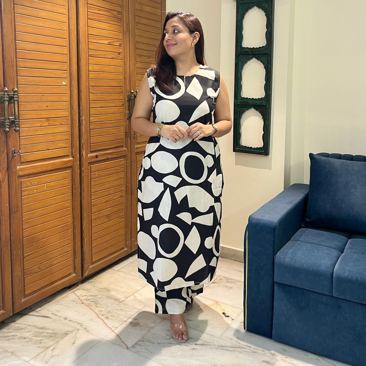 Abstract Print Coord Set - Black
