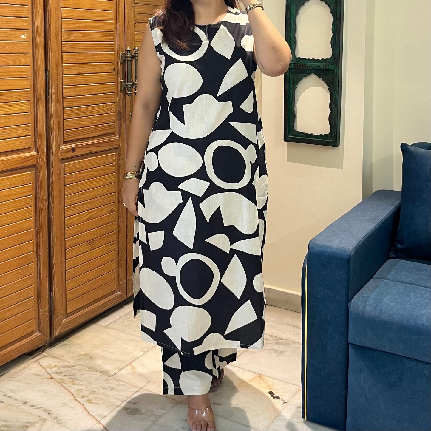 Abstract Print Coord Set - Black