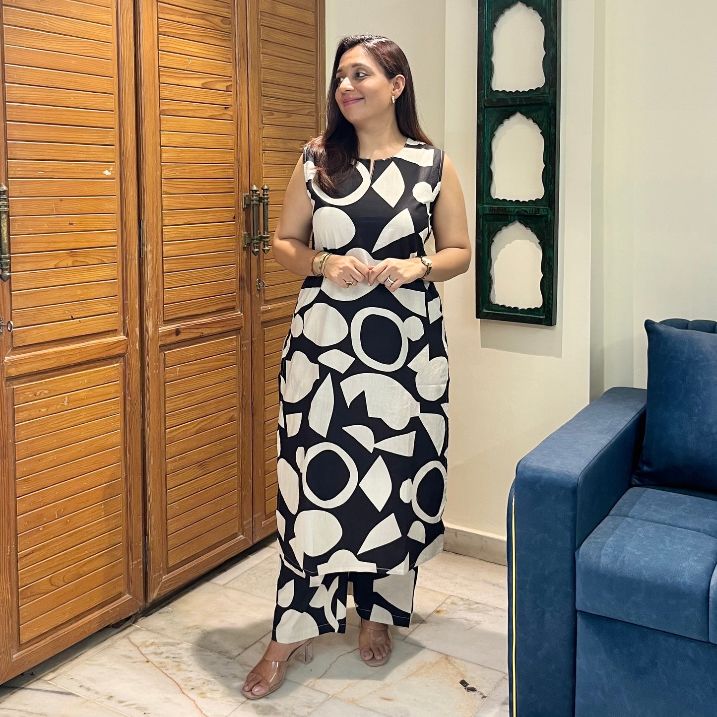 Abstract Print Coord Set - Black