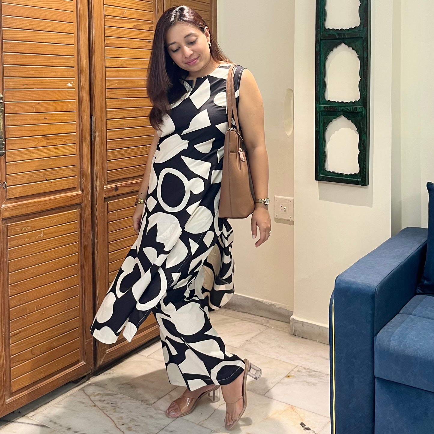 Abstract Print Coord Set - Black