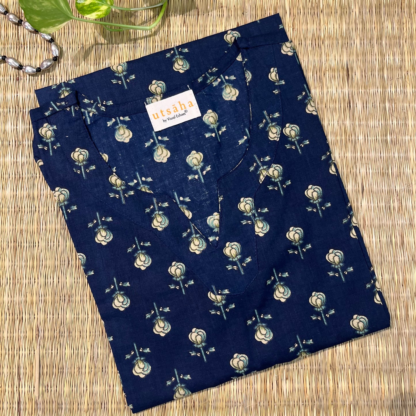 Rozana 2.0 Pure Cotton Kurta_Navy Blue