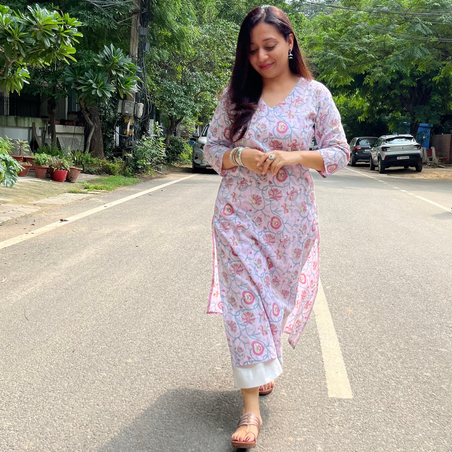 Rozana Everyday Handblock Printed Kurta_Mauve