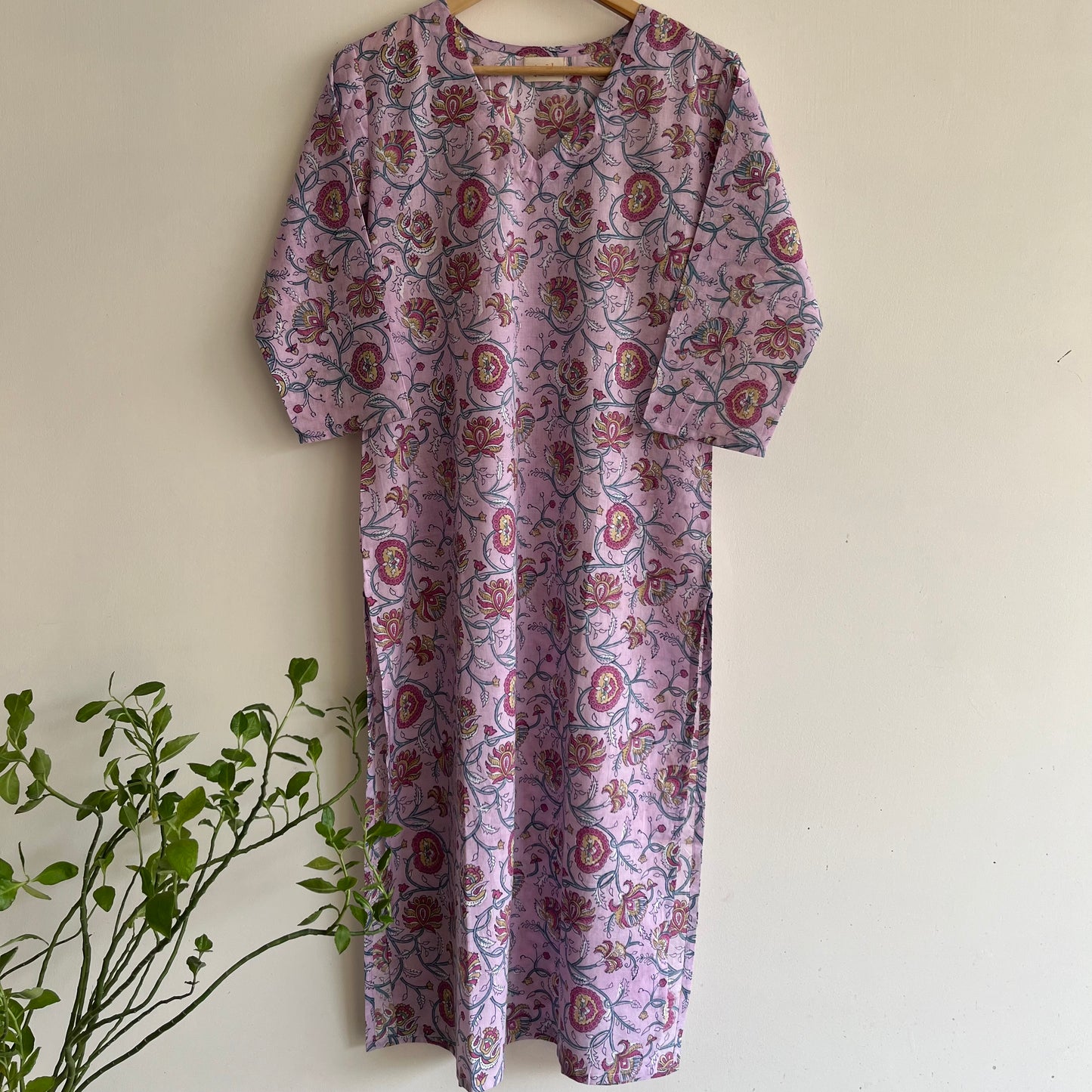Rozana Everyday Handblock Printed Kurta_Mauve