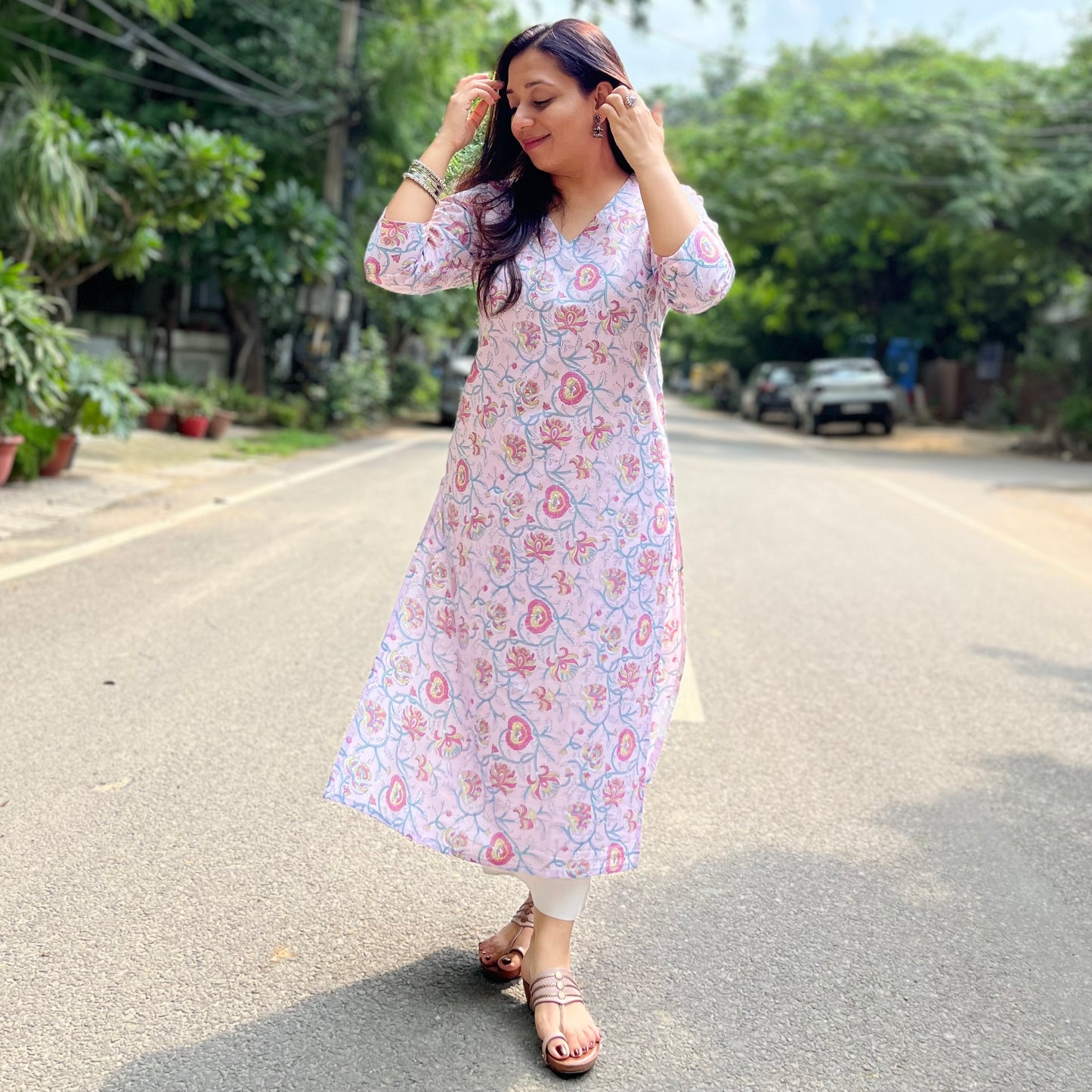 Rozana Everyday Handblock Printed Kurta_Mauve