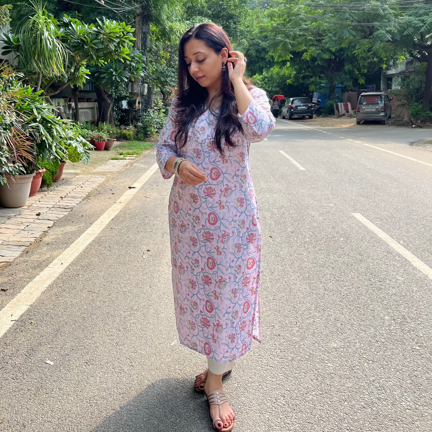 Rozana Everyday Handblock Printed Kurta_Mauve