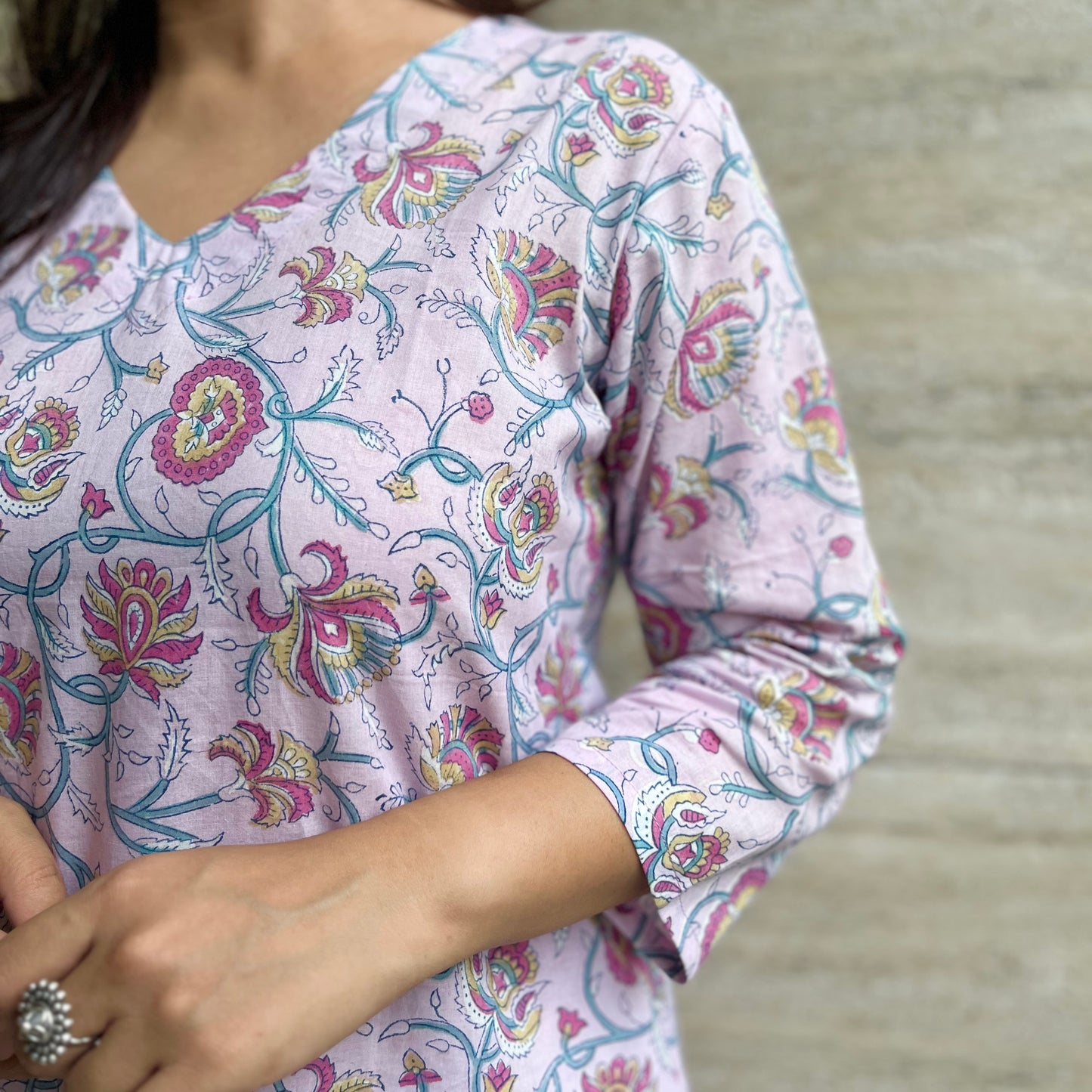 Rozana Everyday Handblock Printed Kurta_Mauve