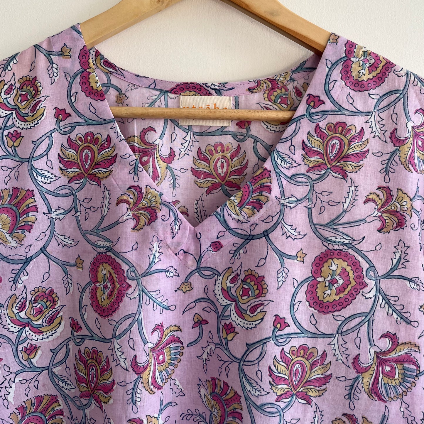 Rozana Everyday Handblock Printed Kurta_Mauve