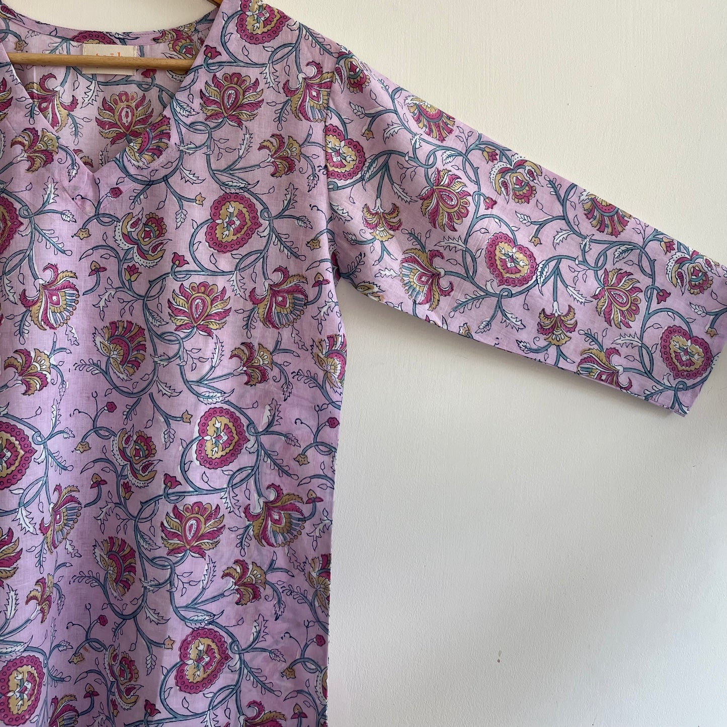 Rozana Everyday Handblock Printed Kurta_Mauve