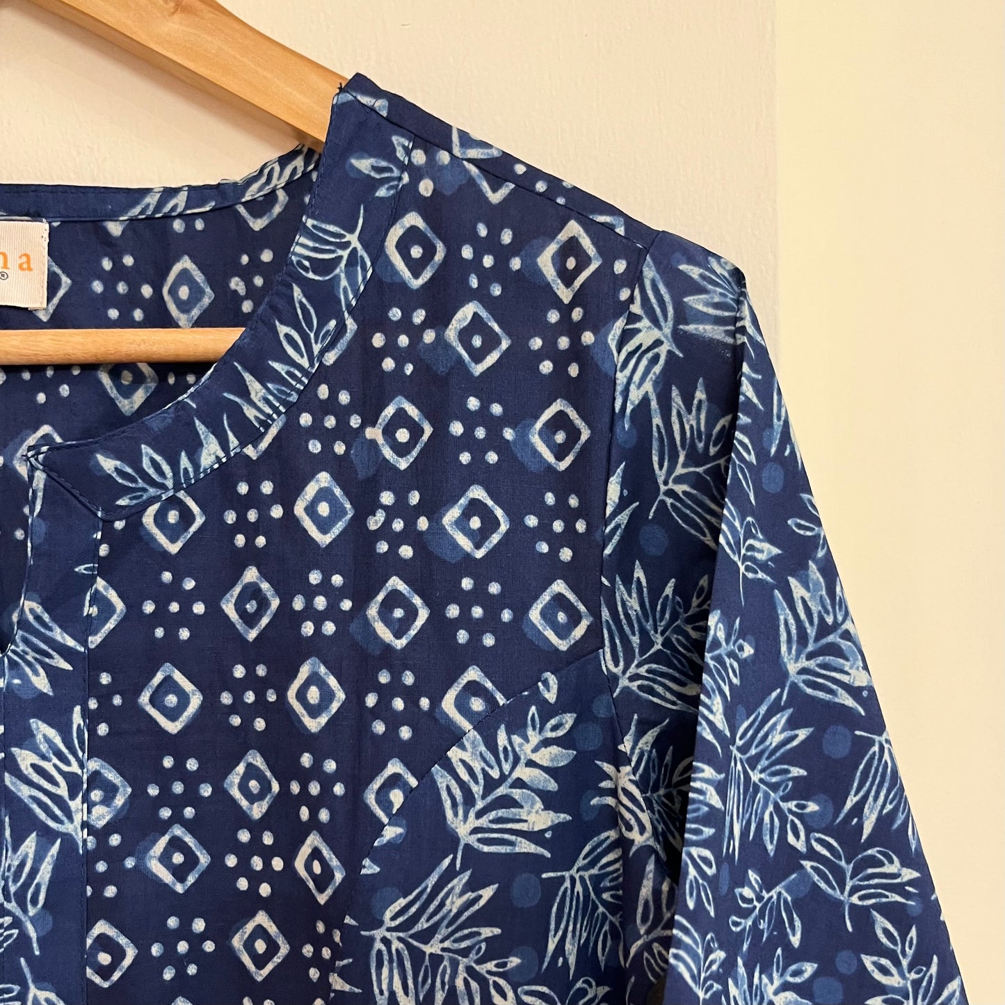 Aaina Handblock Printed Kurta_Indigo
